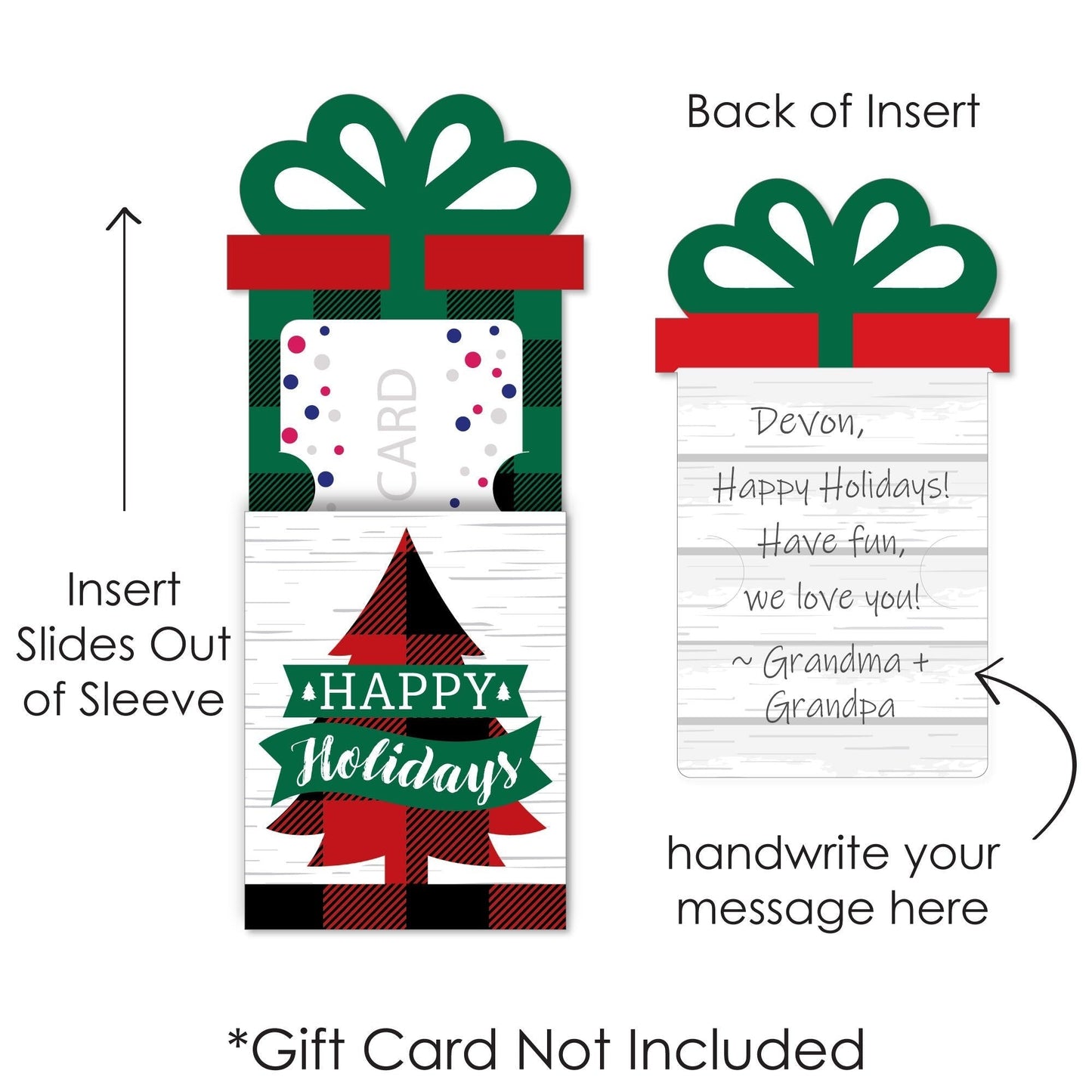 Assorted Red and Green Holiday - Christmas Money and Gift Card Sleeves - Nifty Gifty Card Holders - Set of 8