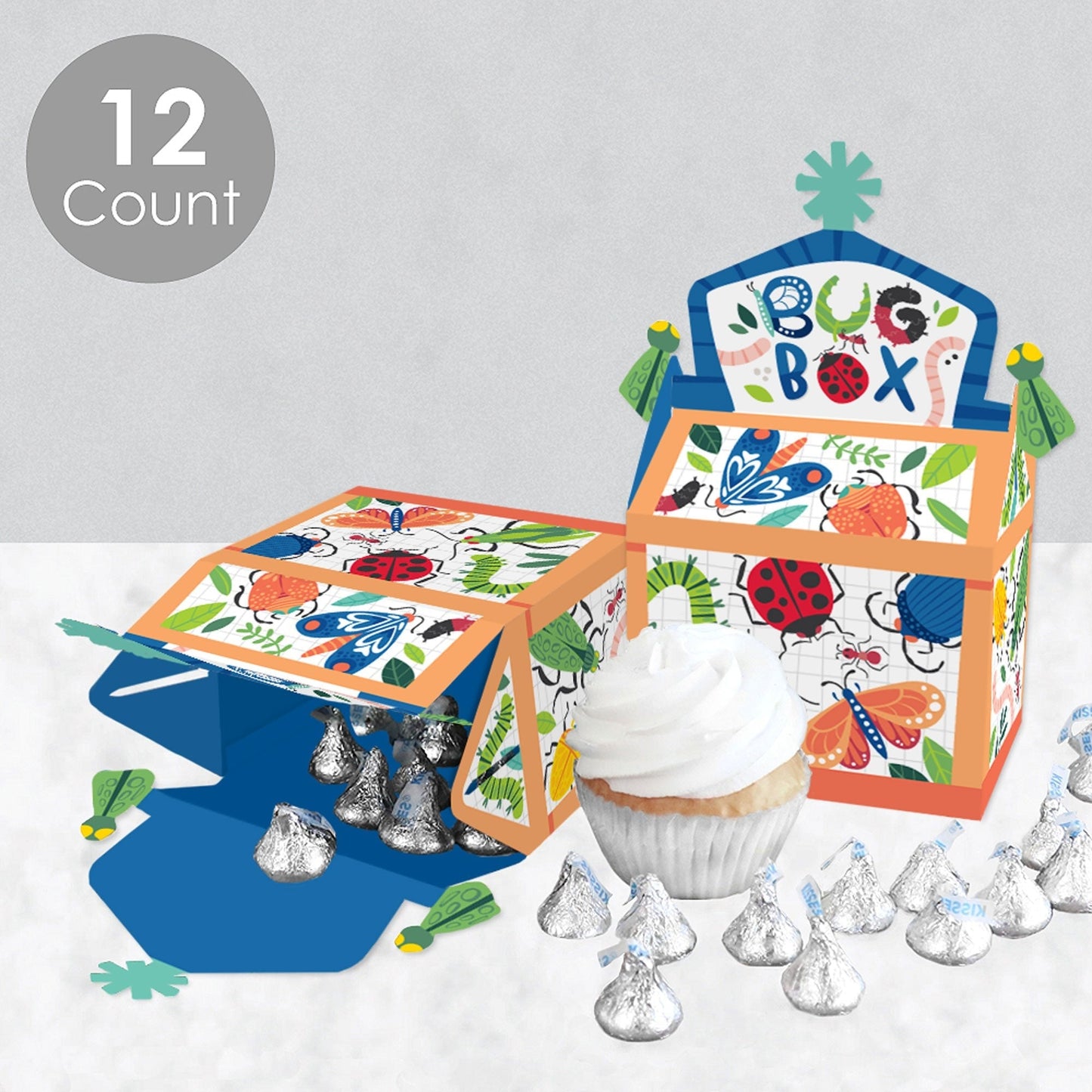 Buggin' Out - Treat Box Party Favors - Bugs Birthday Party Goodie Gable Boxes - Set of 12