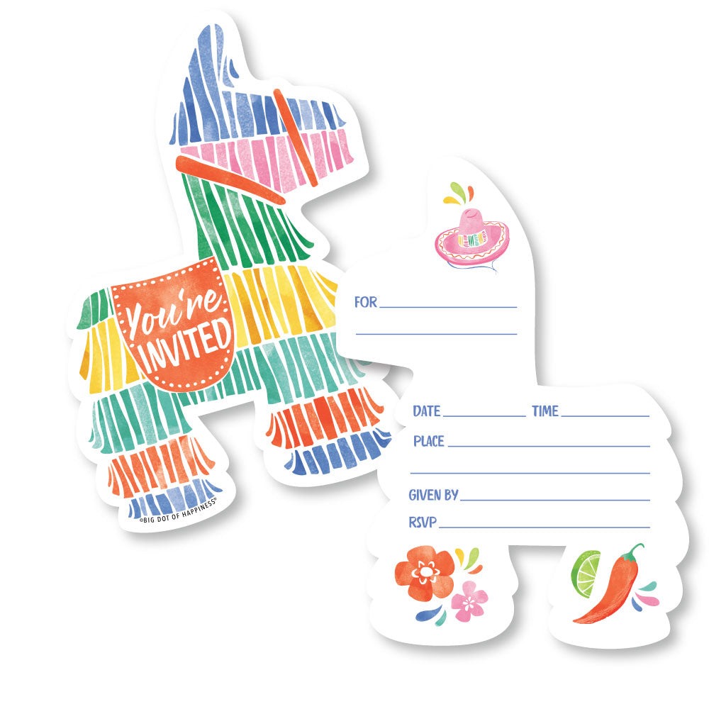 Fiesta Shaped Fill-In Invitations - 12 Ct