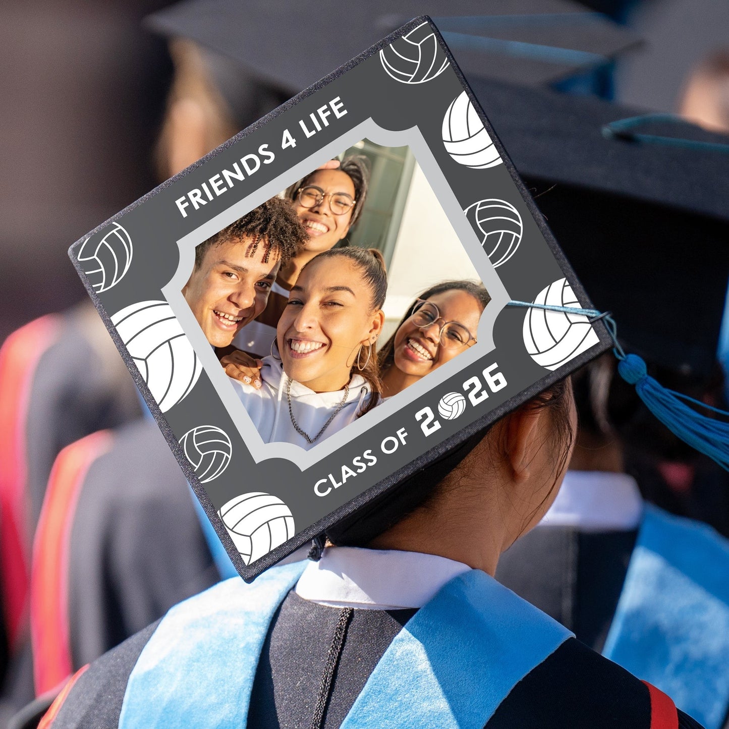 Custom Photo Volleyball Grad Cap Cover