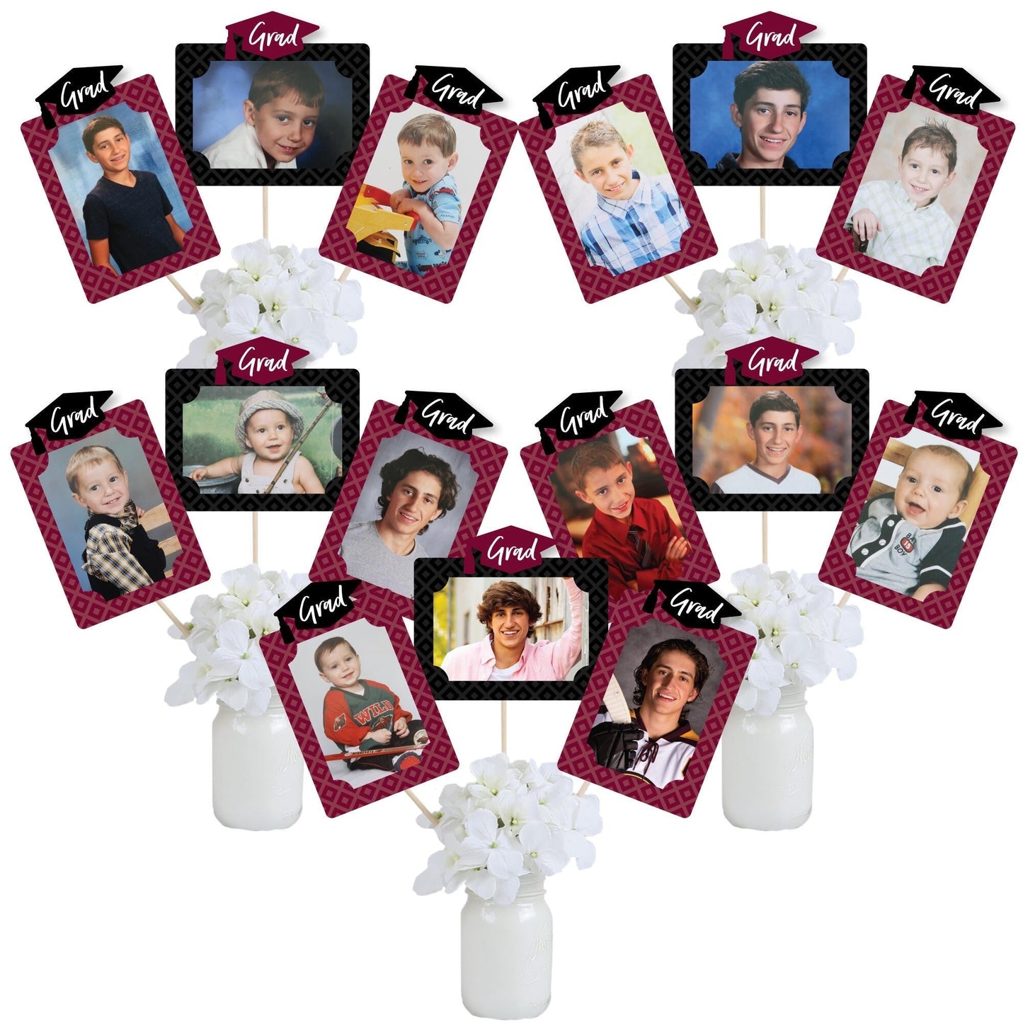 Maroon Grad - Best is Yet to Come - Graduation Party Picture Centerpiece Sticks - Photo Table Toppers - 15 Pieces