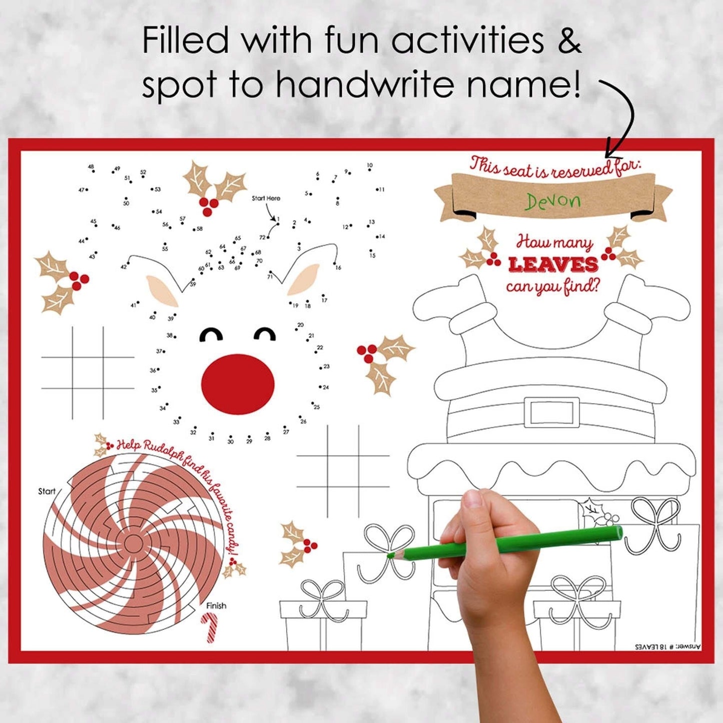 Jolly Santa Claus - Paper Christmas Party Coloring Sheets - Activity Placemats - Set of 16