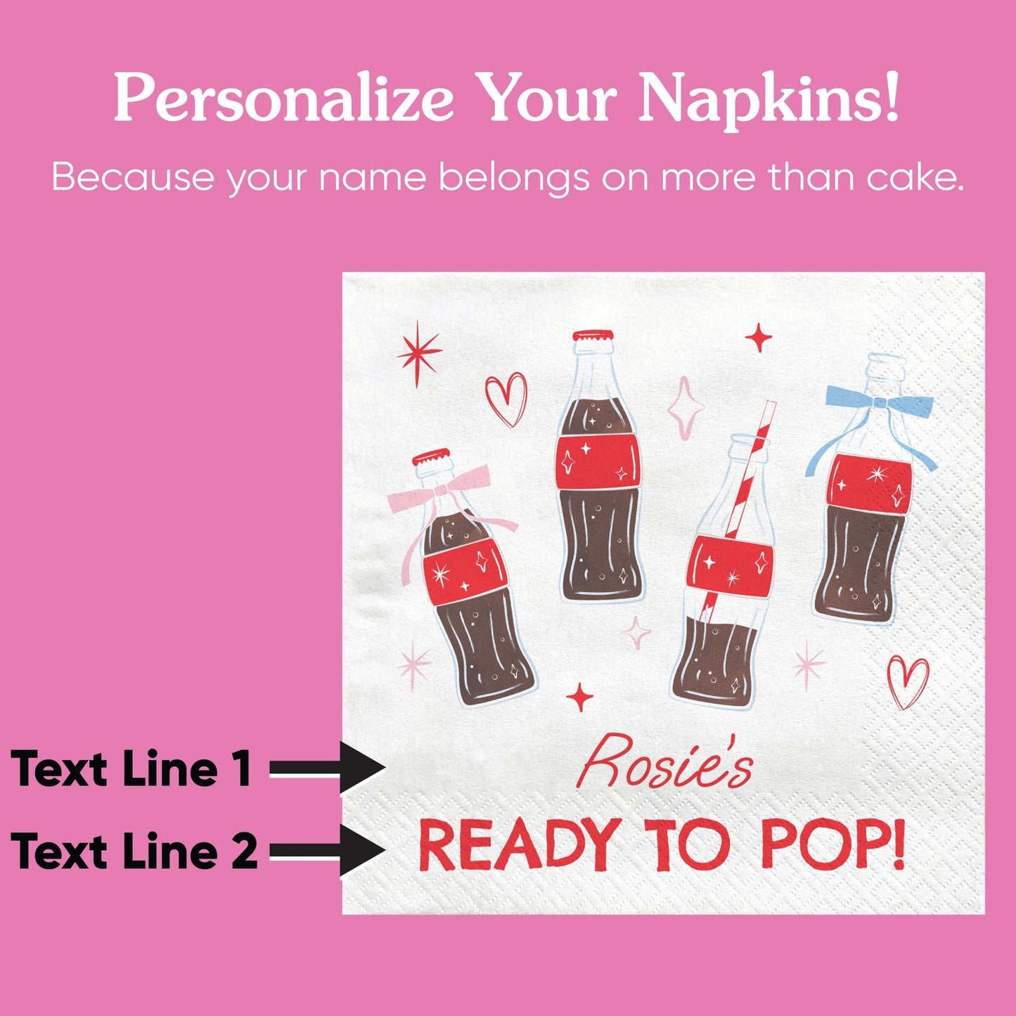 Custom Text Napkins - She's Ready to Pop - 50 Ct