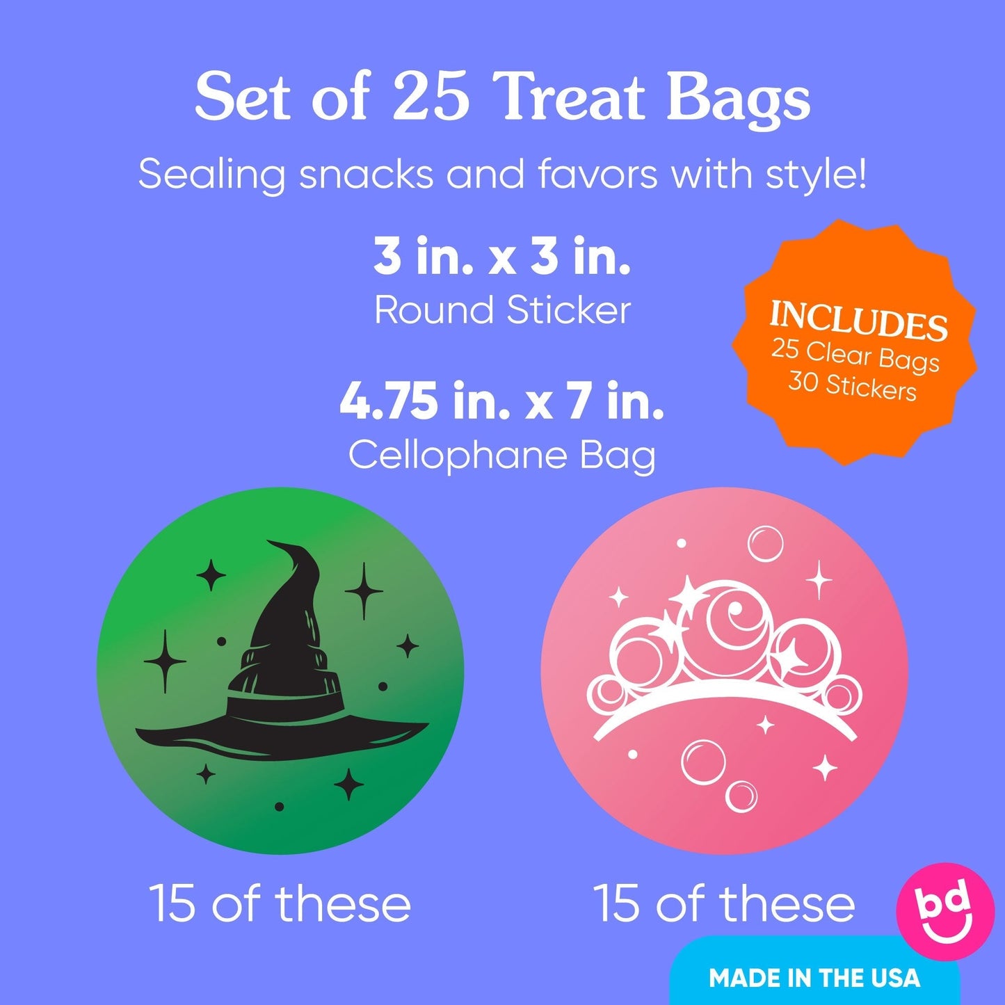 Witch Stickers & Clear Cookie Bags - 25 Ct