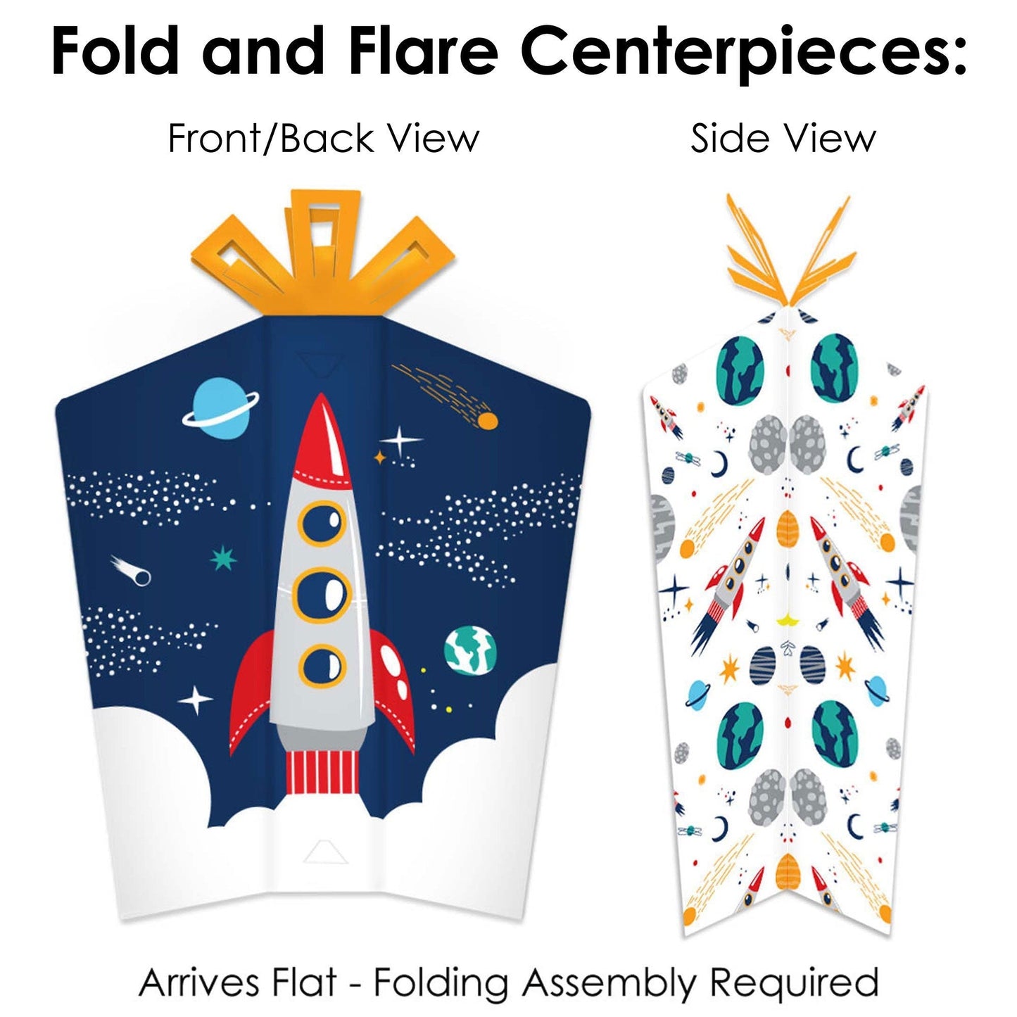Blast Off to Outer Space - Rocket Ship Baby Shower or Birthday Party Decor and Confetti - Terrific Table Centerpiece Kit - Set of 30