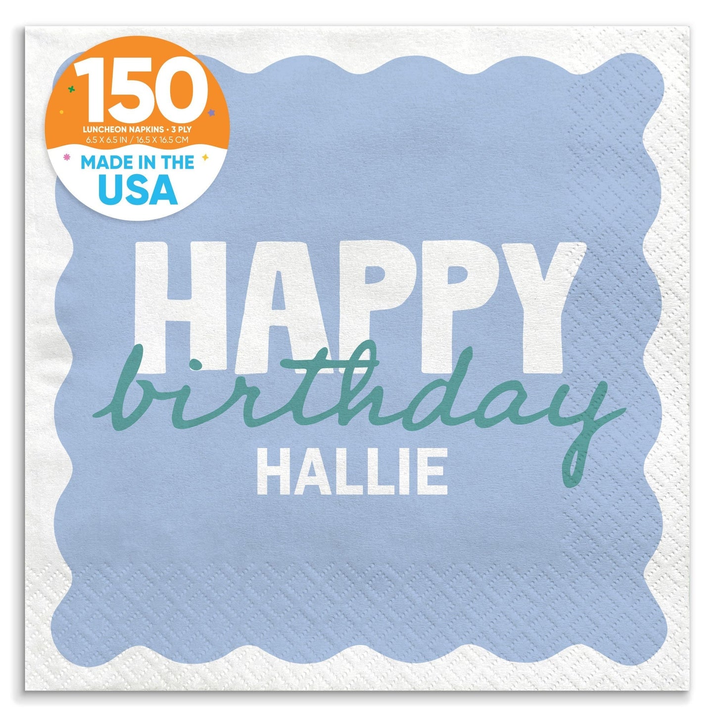 Custom Text Napkins - Wavy Birthday