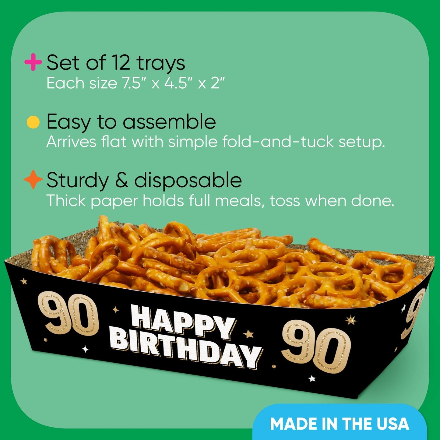 90th Birthday Party Paper Food Trays