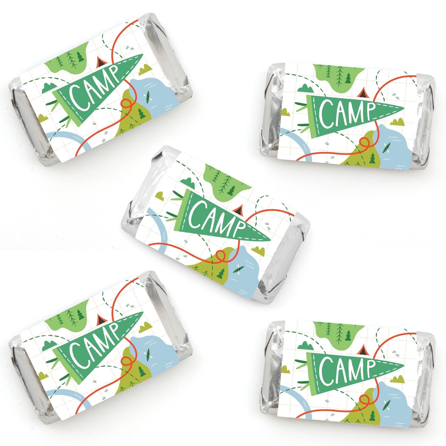 Camping Mini Candy Bar Wrapper Stickers - 40 Ct