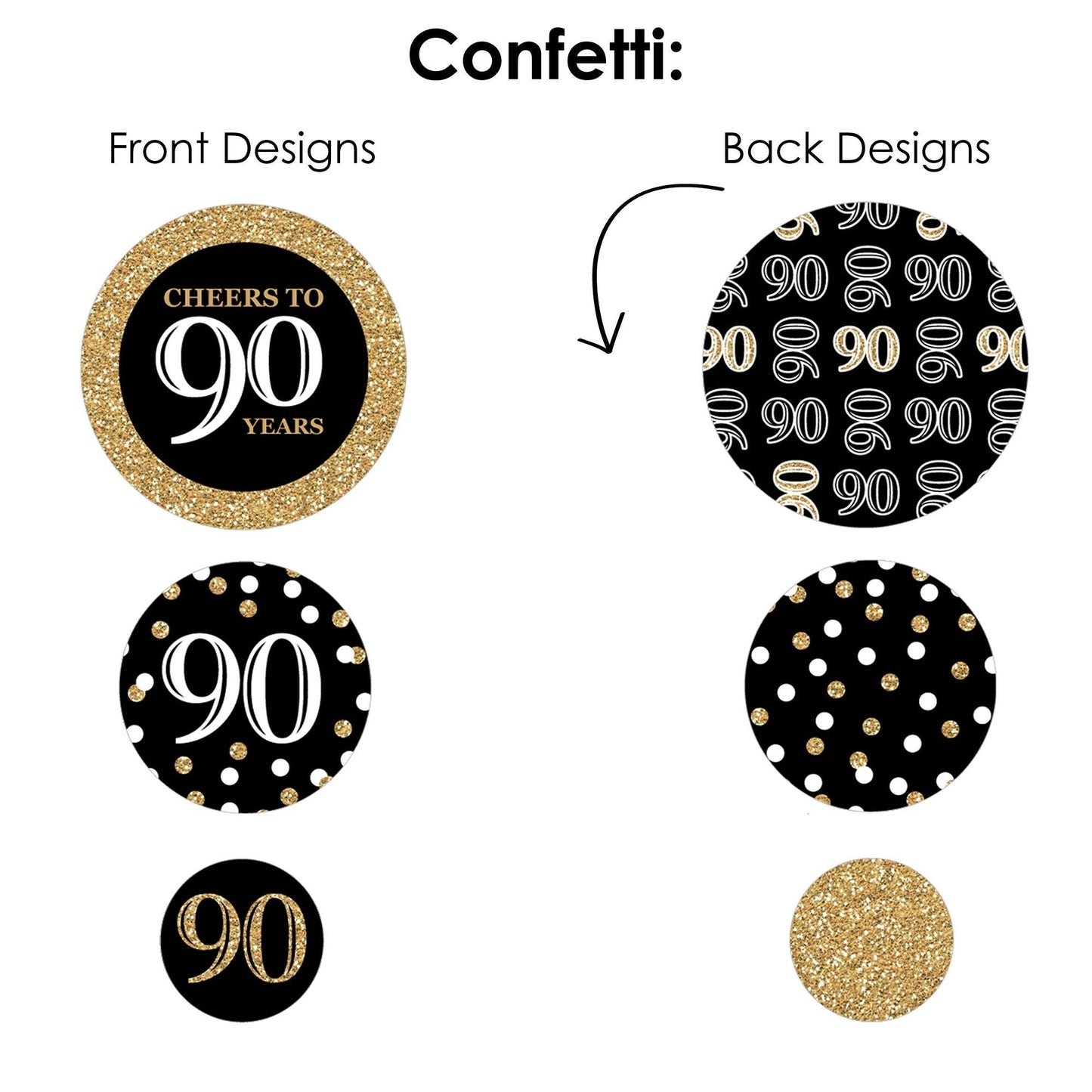 Adult 90th Birthday - Gold - Birthday Party Decor and Confetti - Terrific Table Centerpiece Kit - Set of 30