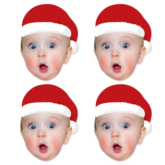 Custom Photo Jolly Santa Claus - Christmas Party DIY Shaped Fun Face Cut-Outs - 24 Count