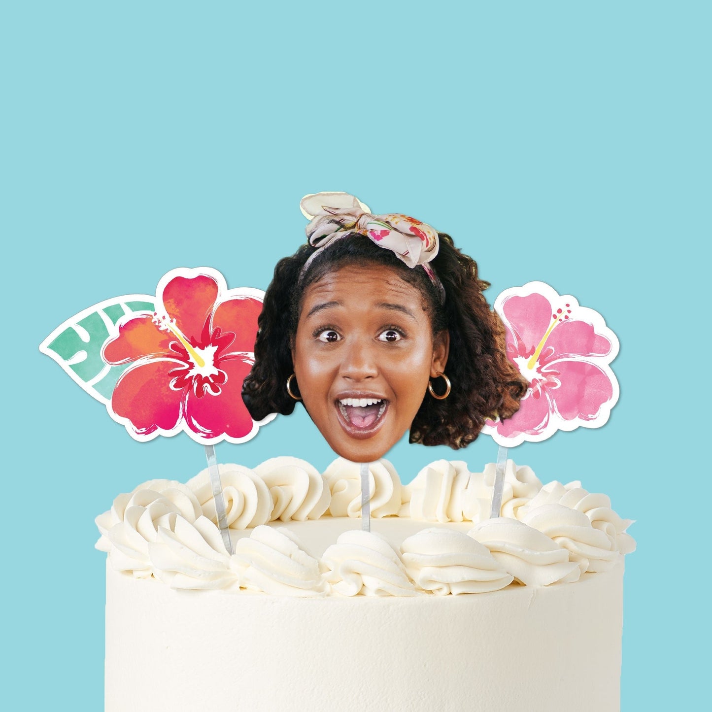 Custom Photo Hawaiian Luau Cake Topper - 3 Pc