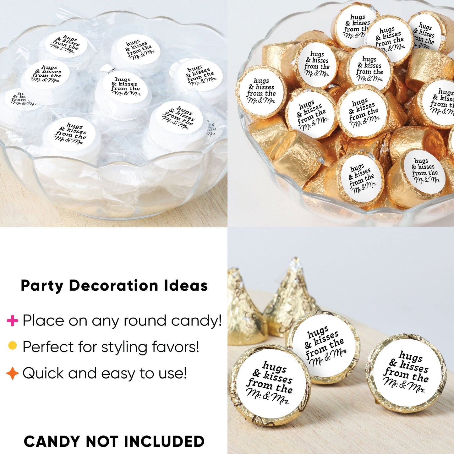 Mr. & Mrs. Wedding Candy Stickers - 324 Ct
