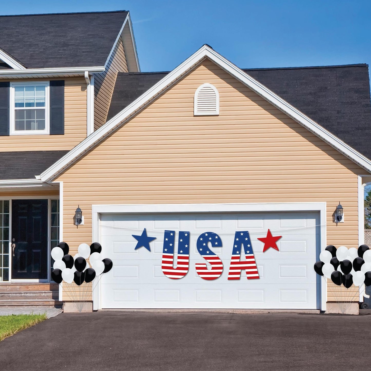 Stars & Stripes - Large Memorial Day, 4th of July and Labor Day USA Patriotic Party Decorations - USA - Outdoor Letter Banner