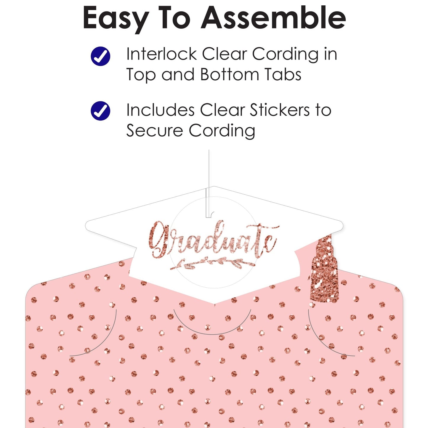 Rose Gold Grad - Graduation Party DIY Backdrop Decor - Hanging Vertical Photo Garland - 35 Pieces