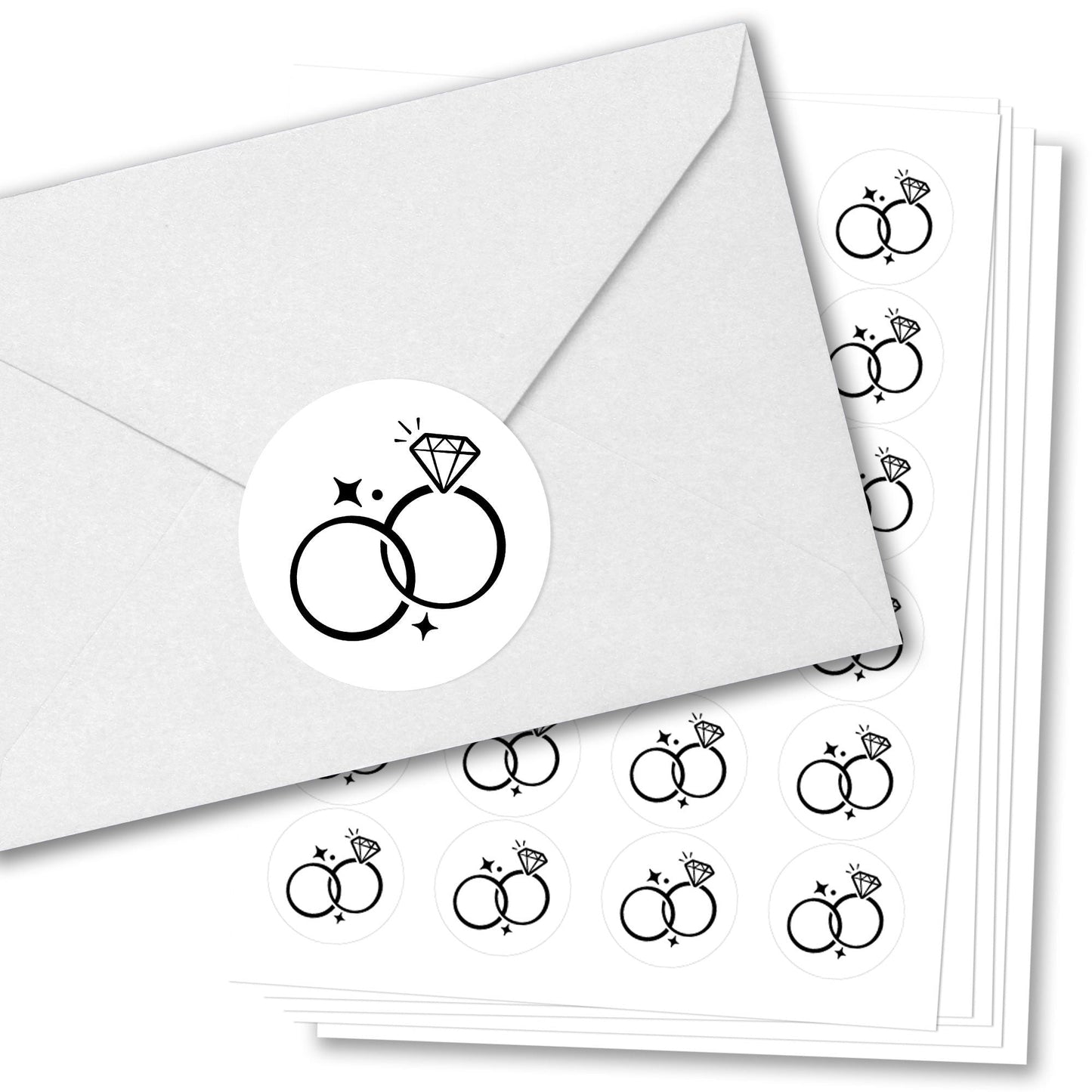 Wedding Rings Envelope Seal Stickers - 120 Ct