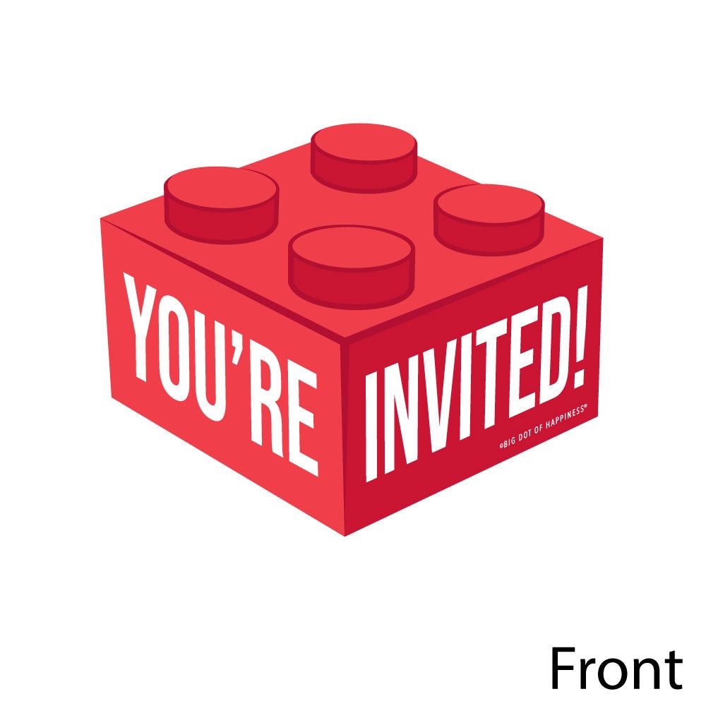 Building Blocks Shaped Fill-In Invitations - 12 Ct