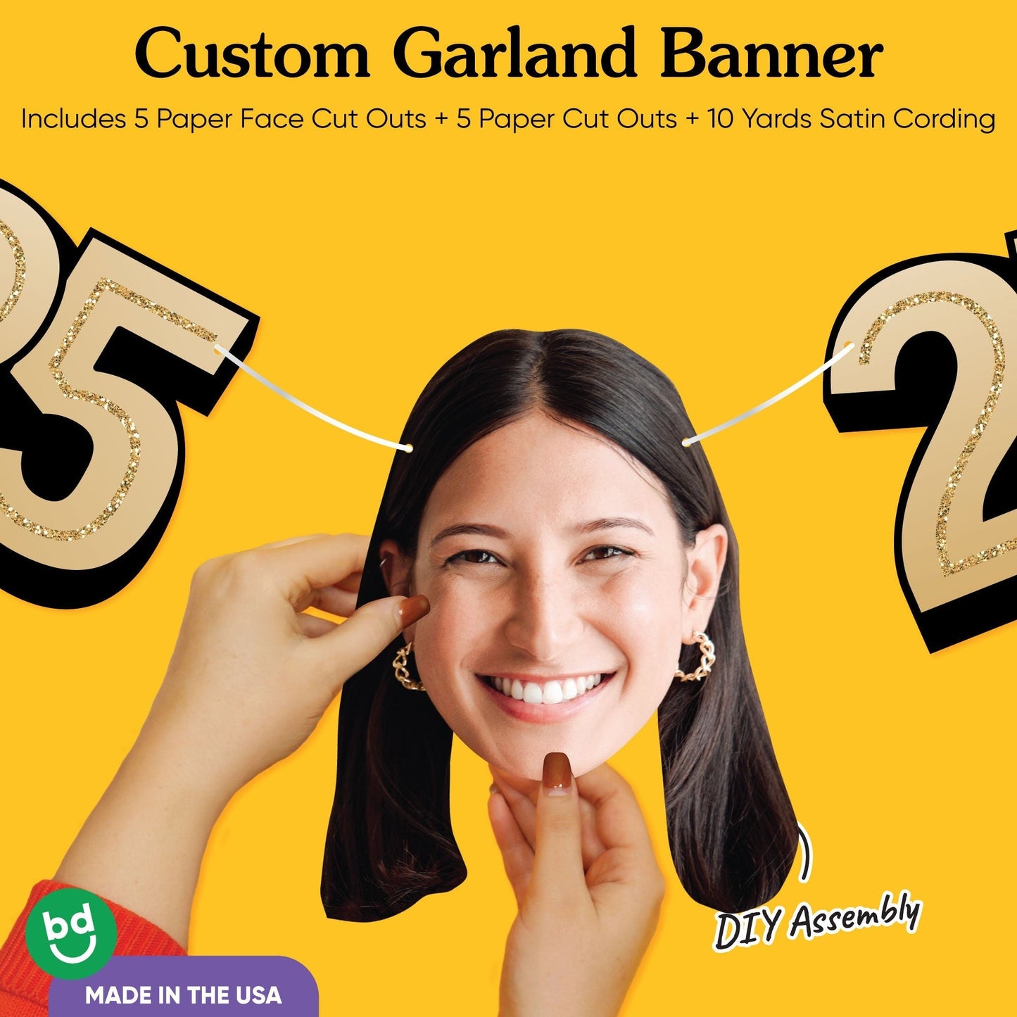 Custom Face 25th Birthday Garland Banner