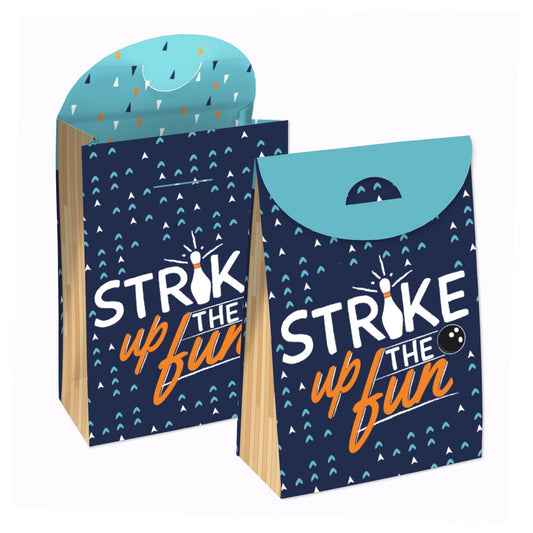 Strike Up the Fun - Bowling - Birthday or Baby Shower Gift Favor Bags - Party Goodie Boxes - Set of 12