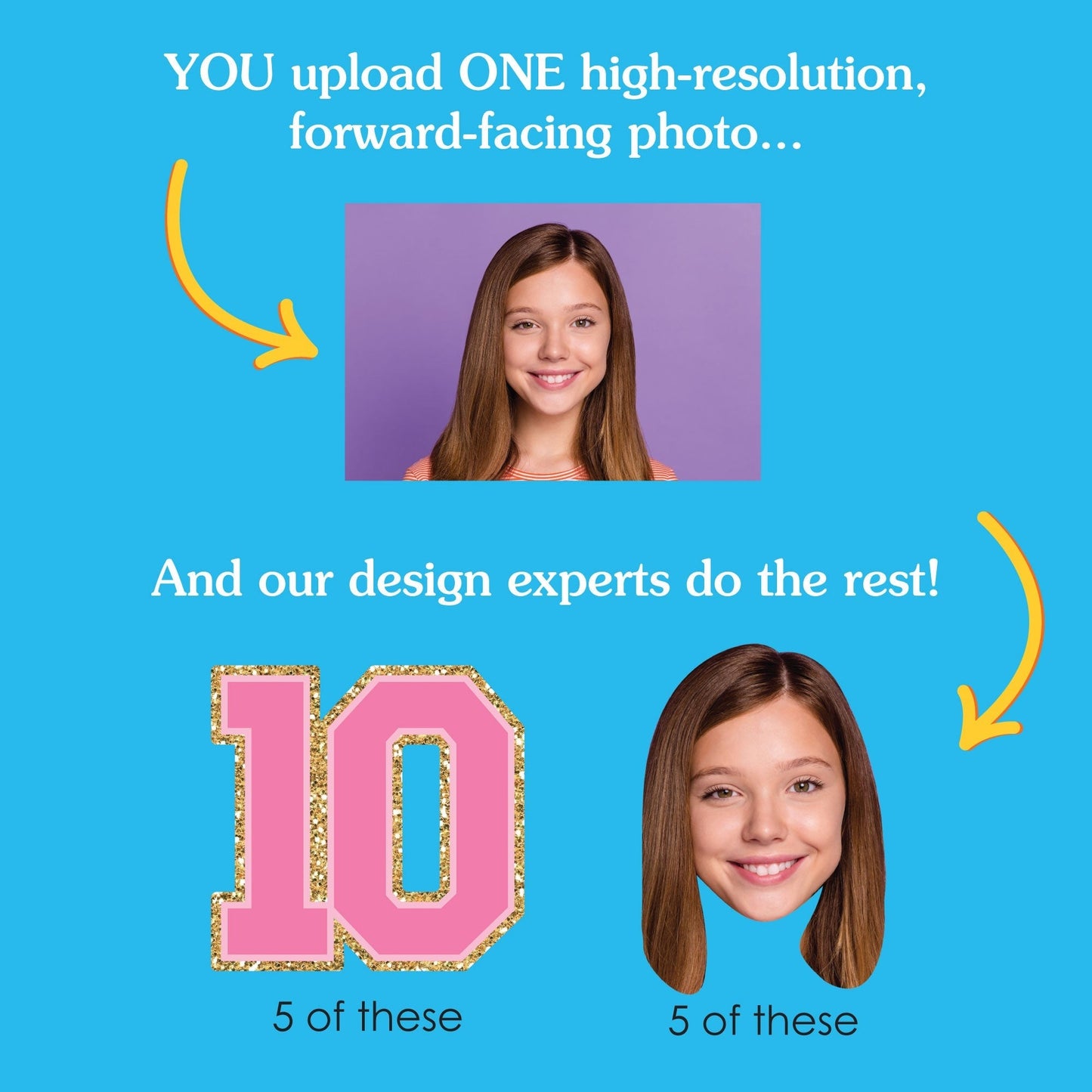 Custom Face Yard Signs - Preppy 10th Birthday Girl - 10 Pc
