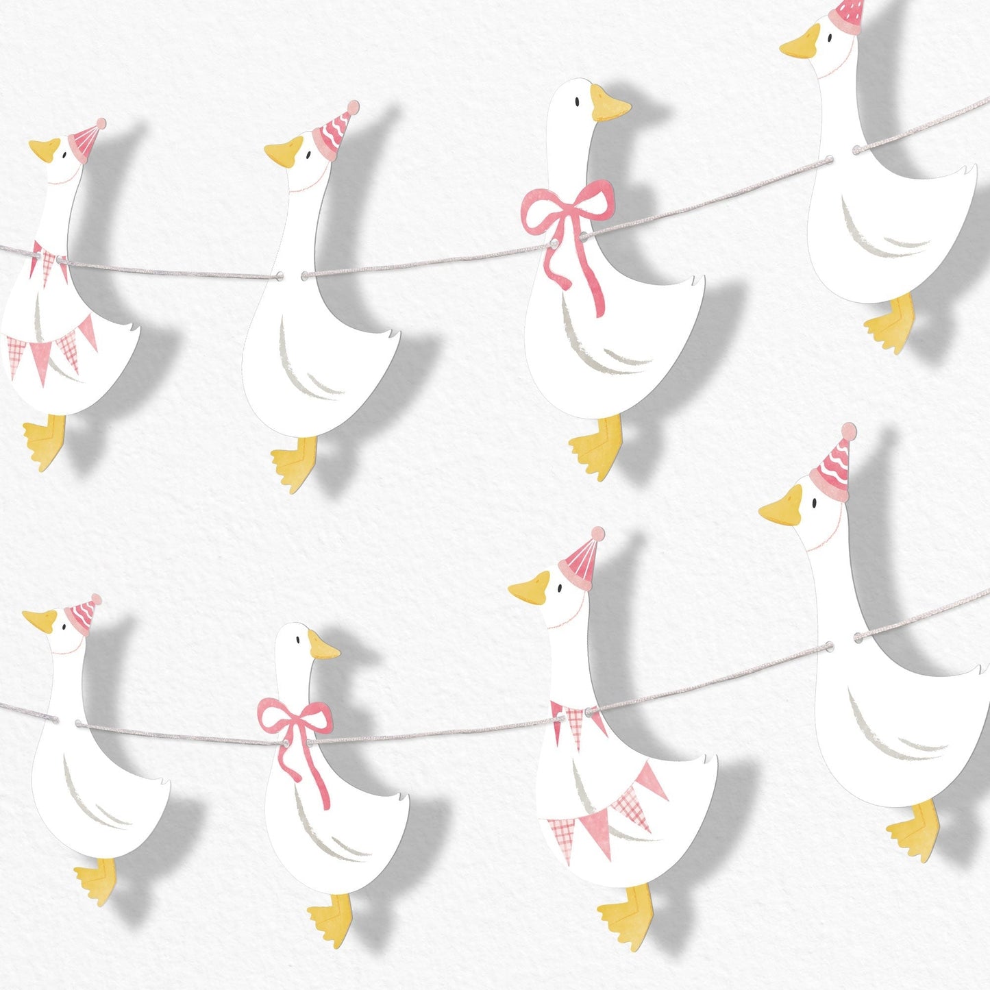 One Silly Goose Pink Garland Banner - 15 Pc
