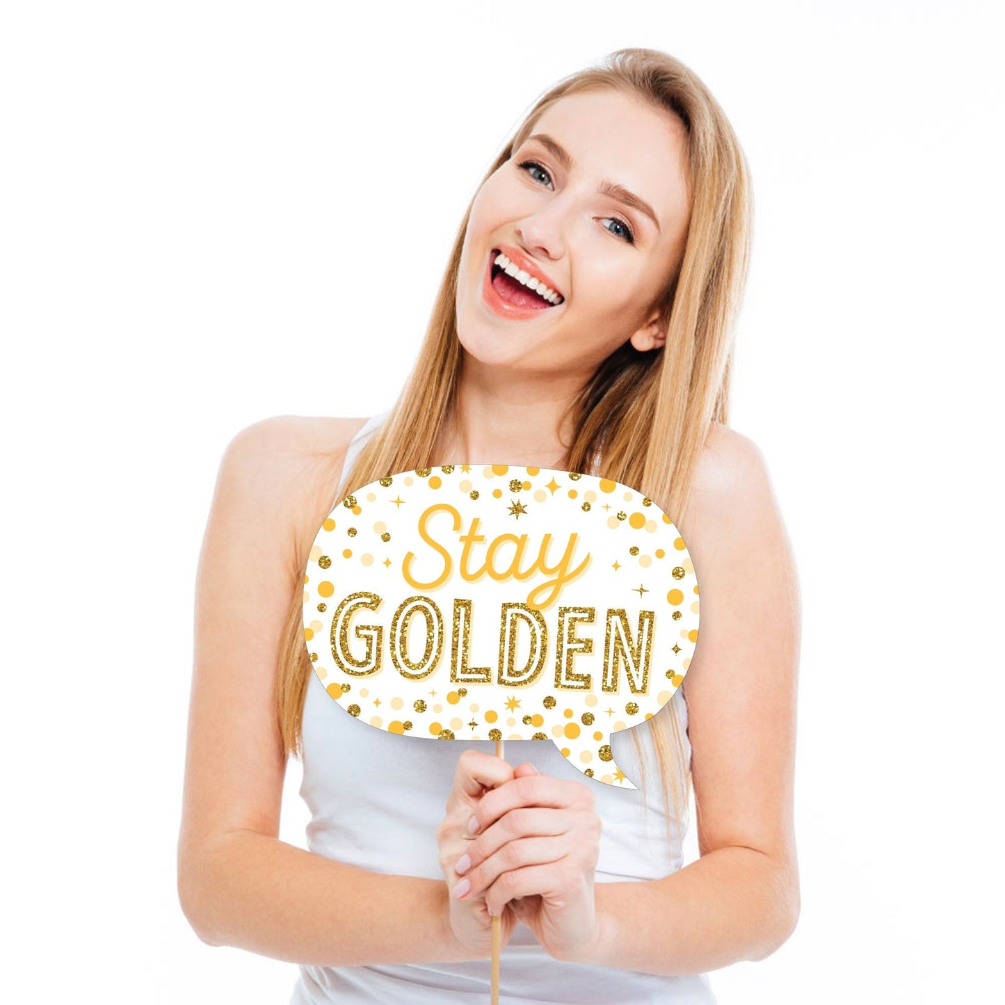 Funny Golden Birthday - Happy Birthday Party Photo Booth Props Kit - 10 Piece