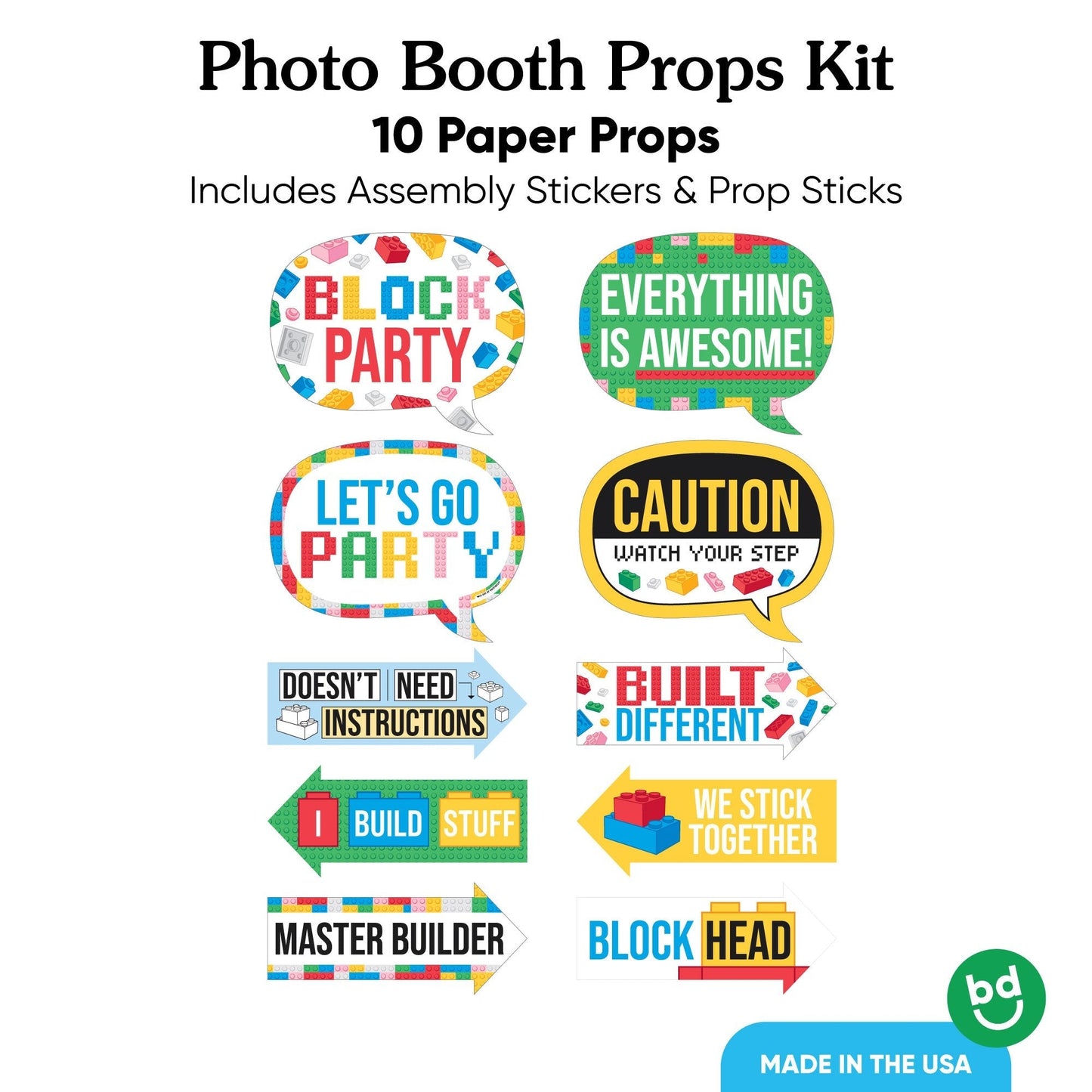 Building Blocks Funny Photo Props - 10 Ct
