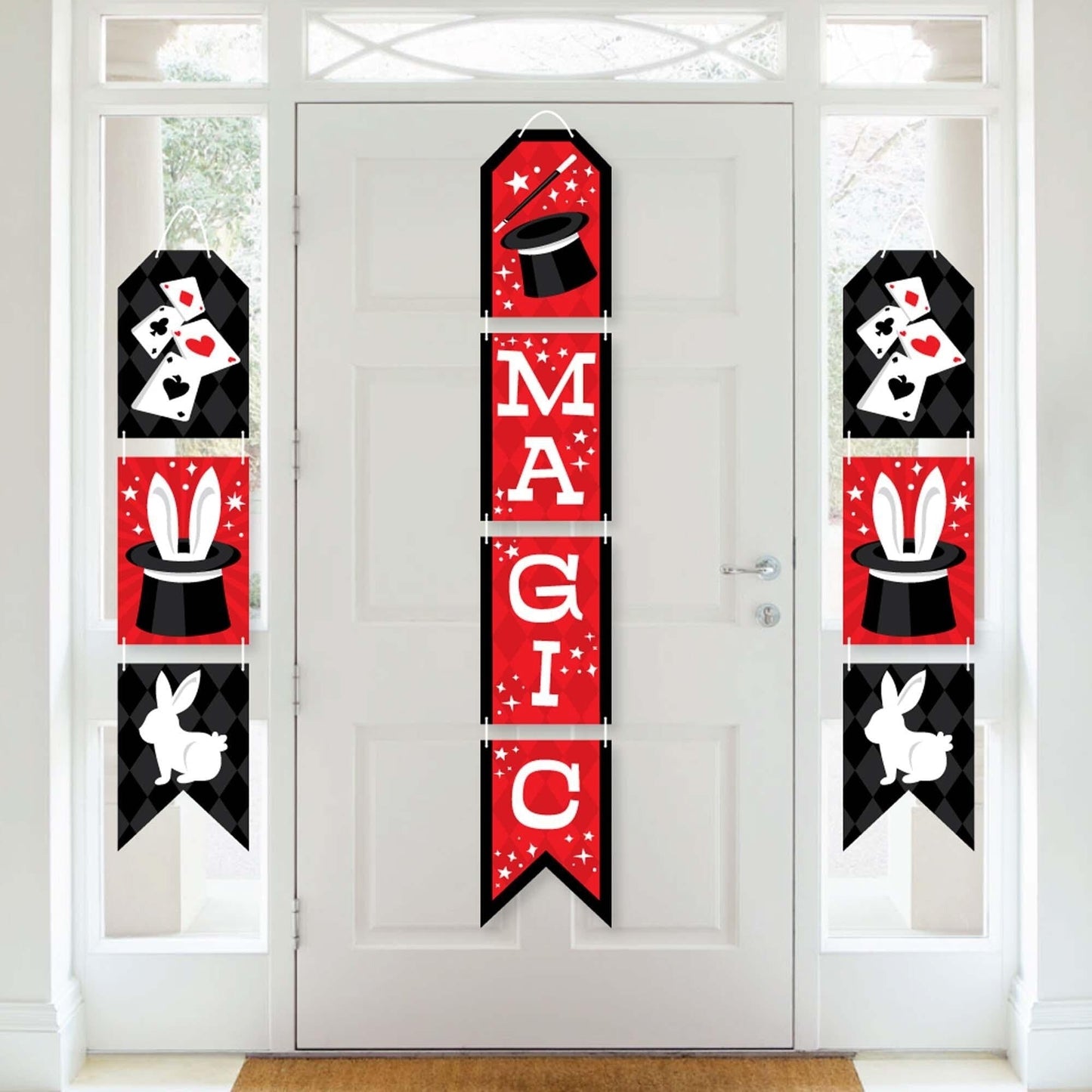Ta-Da, Magic Show - Hanging Vertical Paper Door Banners - Magical Birthday Party Wall Decoration Kit - Indoor Door Decor
