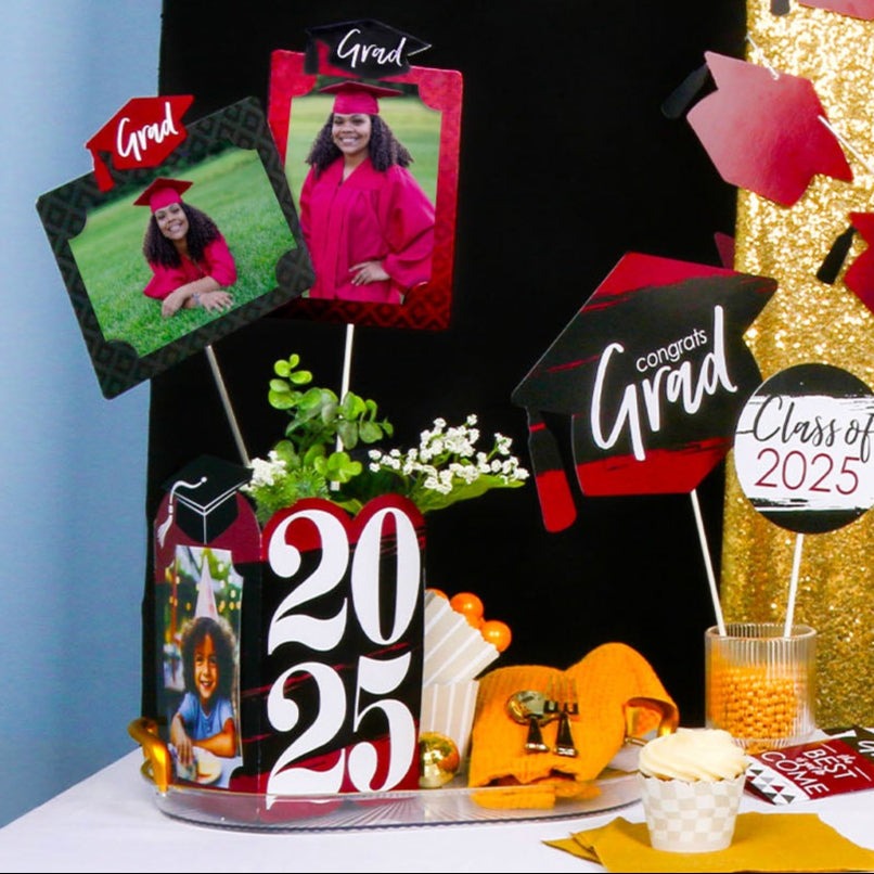 Maroon Grad - Best is Yet to Come - Graduation Party Picture Centerpiece Sticks - Photo Table Toppers - 15 Pieces