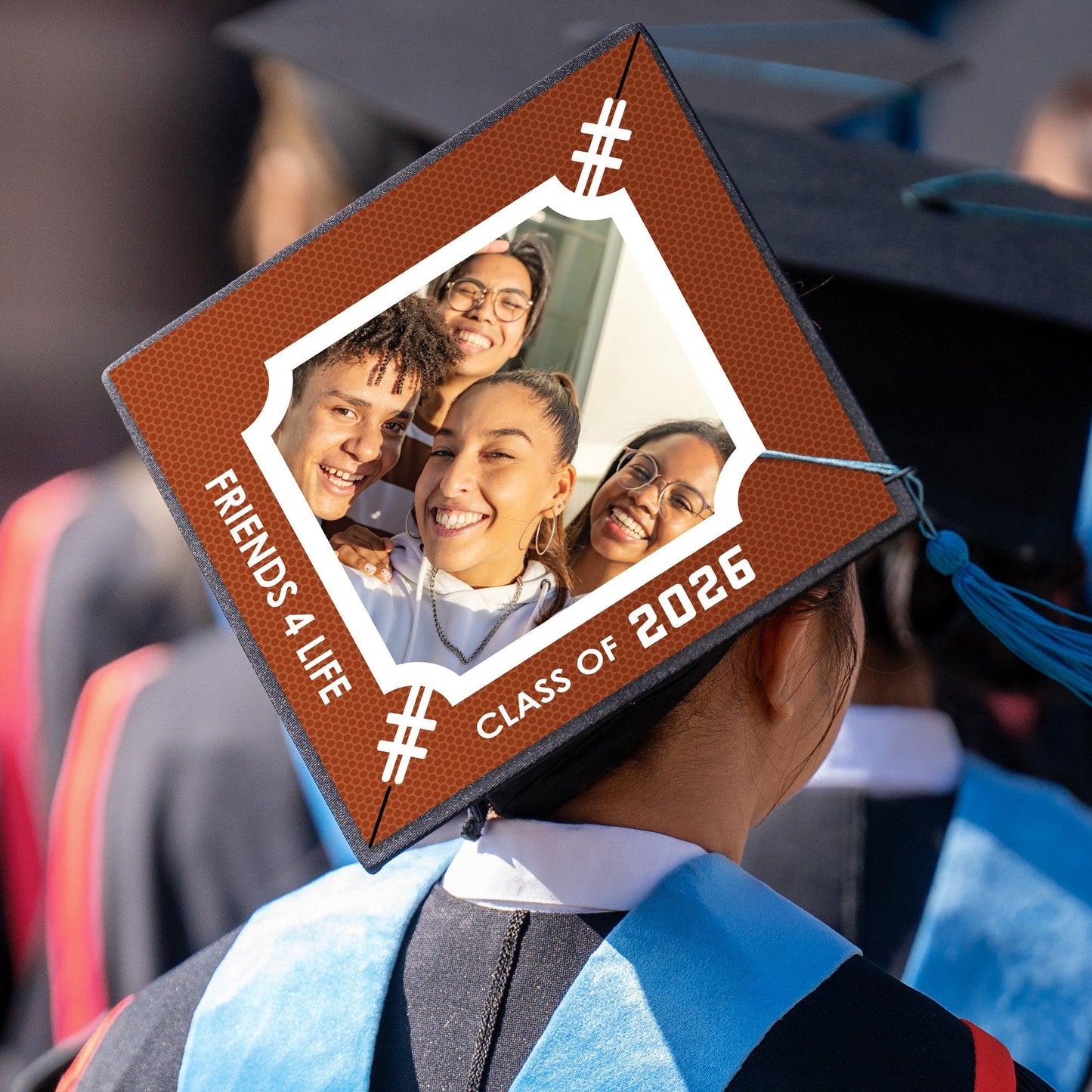 Custom Photo Football Grad Cap Cover