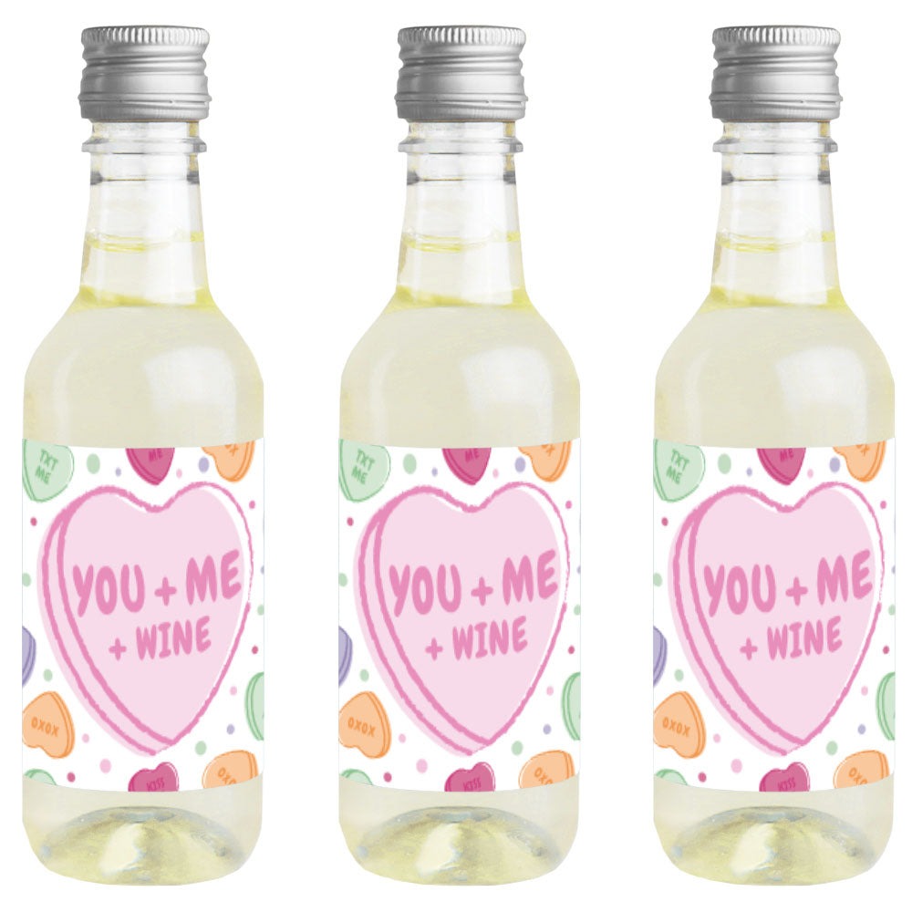 Valentine Hearts Mini Wine Bottle Labels - 16 Ct