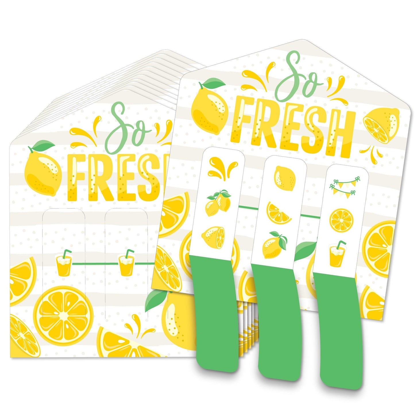 So Fresh - Lemon - Citrus Lemonade Party Game Pickle Cards - Pull Tabs 3-in-a-Row - Set of 12
