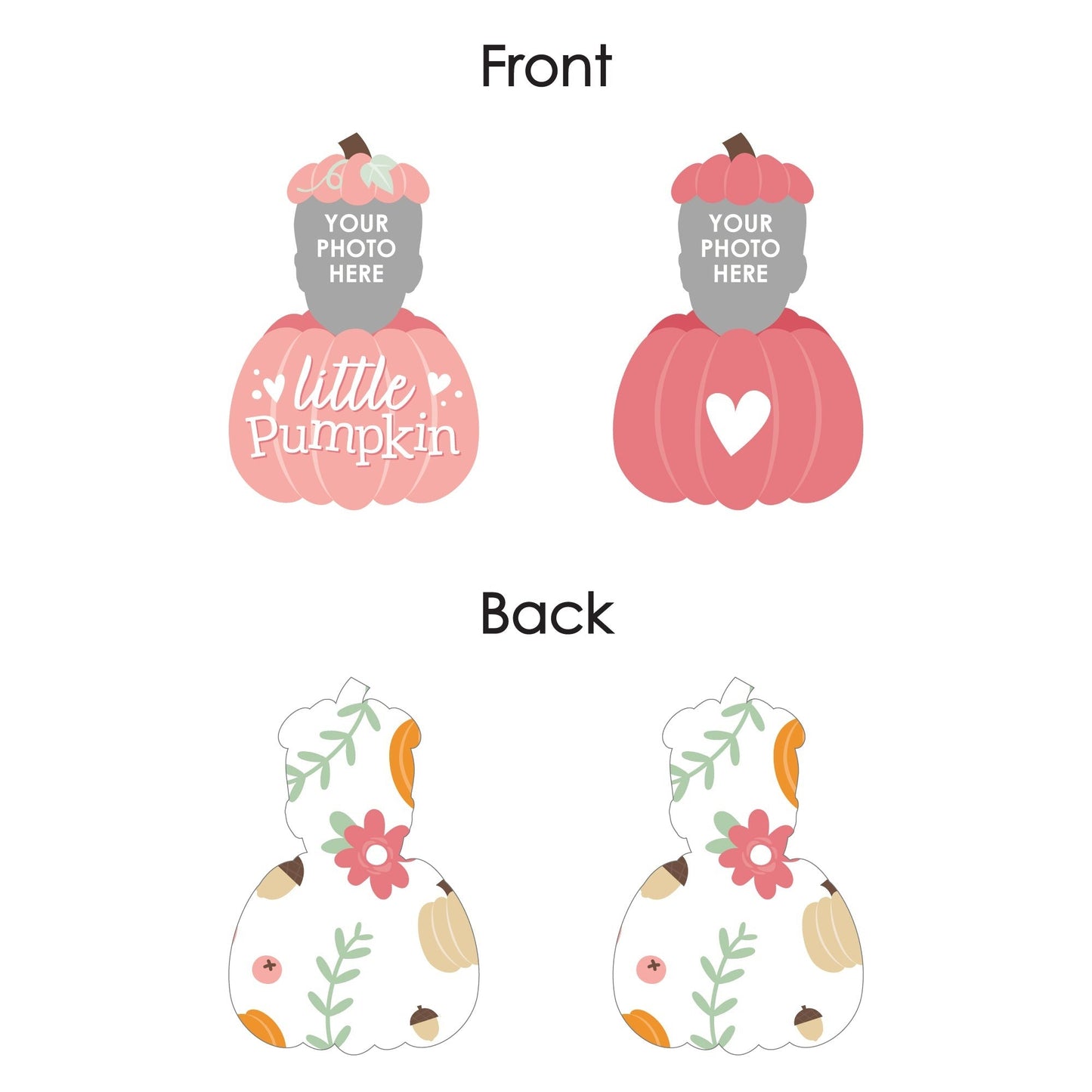 Custom Photo Girl Little Pumpkin - Fall Birthday Party DIY Shaped Fun Face Cut-Outs - 24 Count