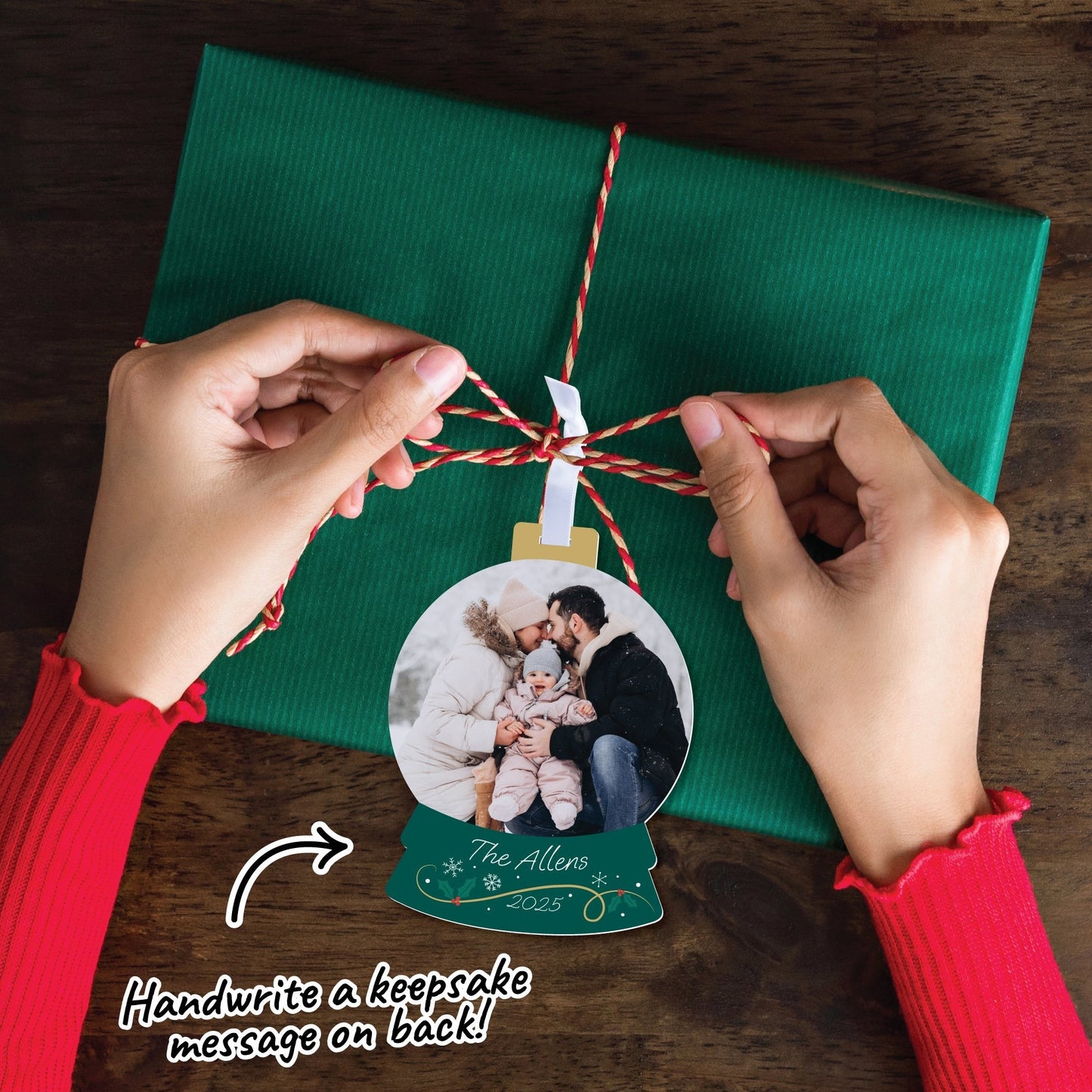 Custom Photo Snowglobe Tree Ornaments - 12 Ct