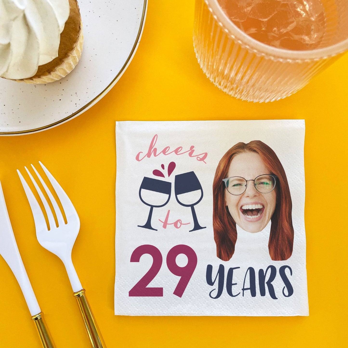 Custom Face Napkins - Wine Birthday
