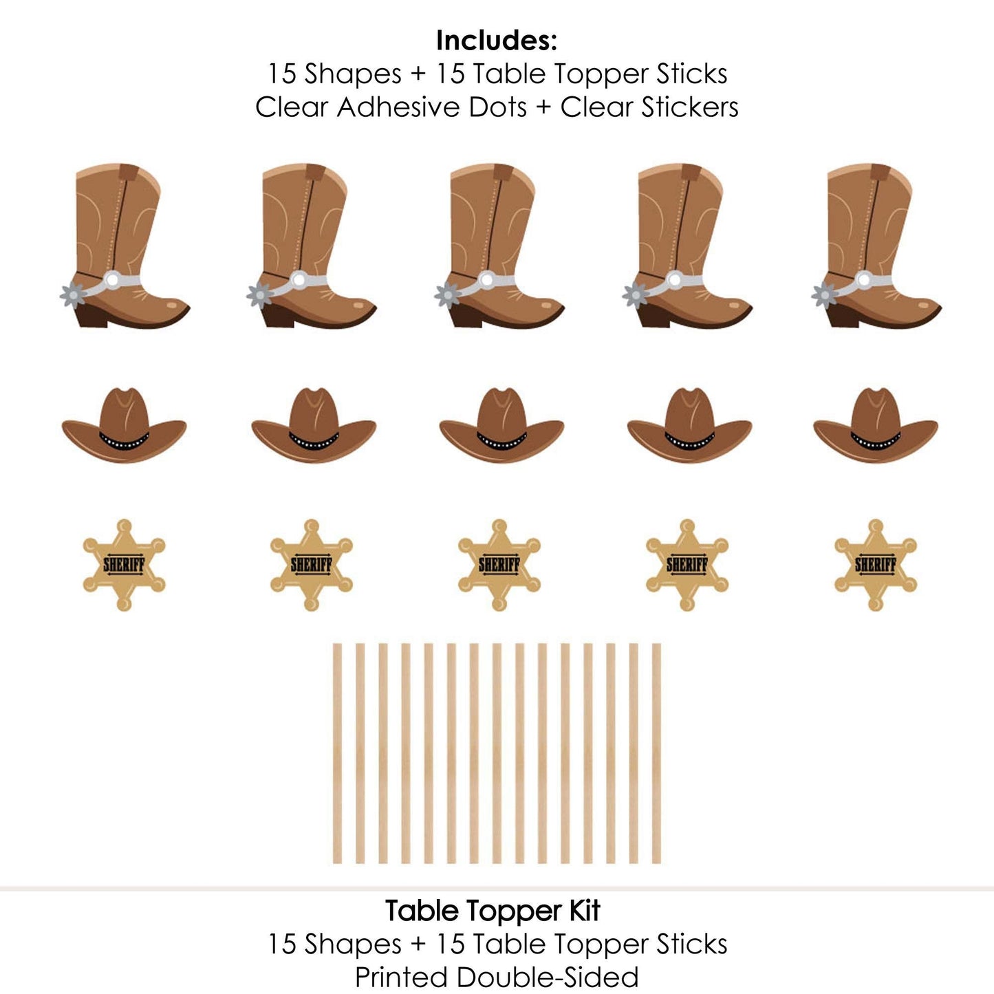 Western Hoedown - Wild West Cowboy Party Centerpiece Sticks - Table Toppers - Set of 15