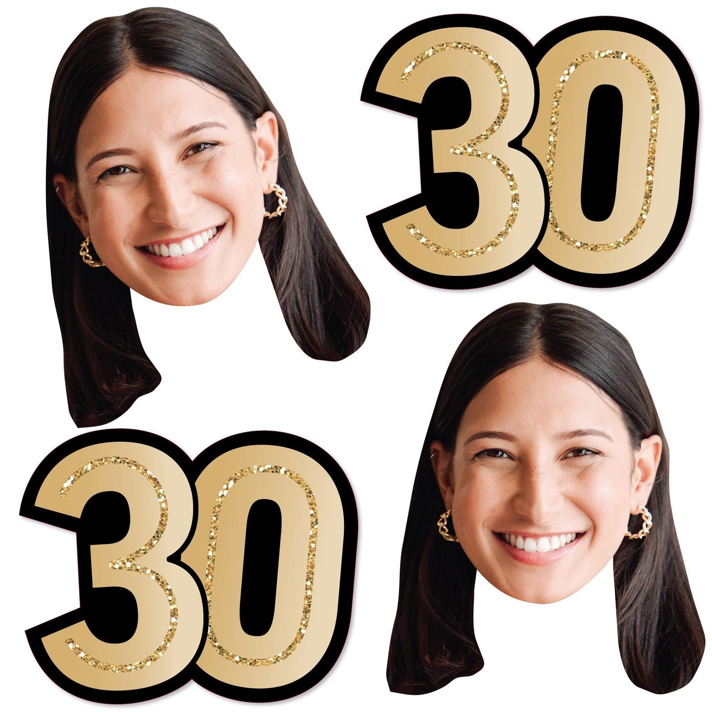 Custom Photo 30th Birthday Face Cutout Essentials - 20 Ct