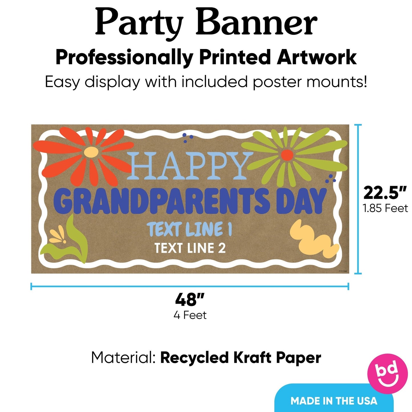 Custom Text Colorful Grandparents Day Kraft Banner