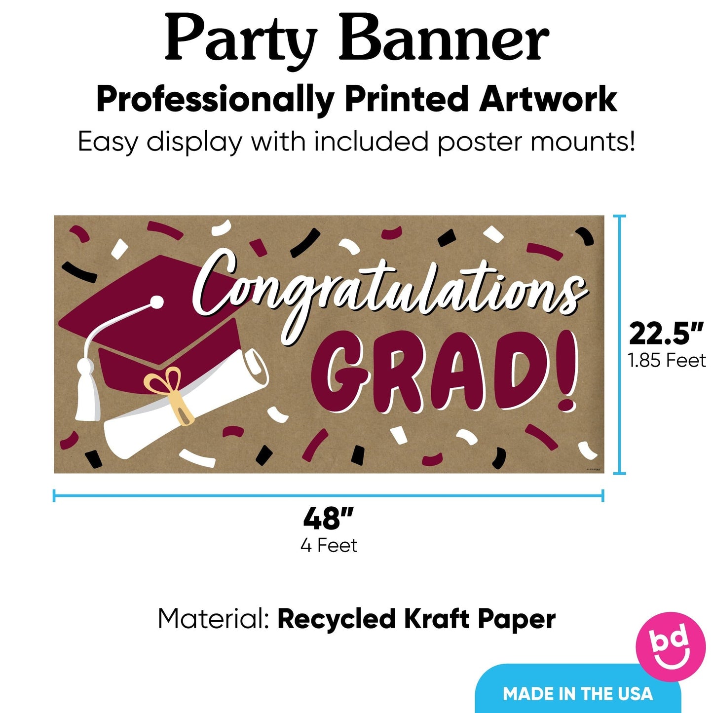 Maroon Grad Kraft Banner