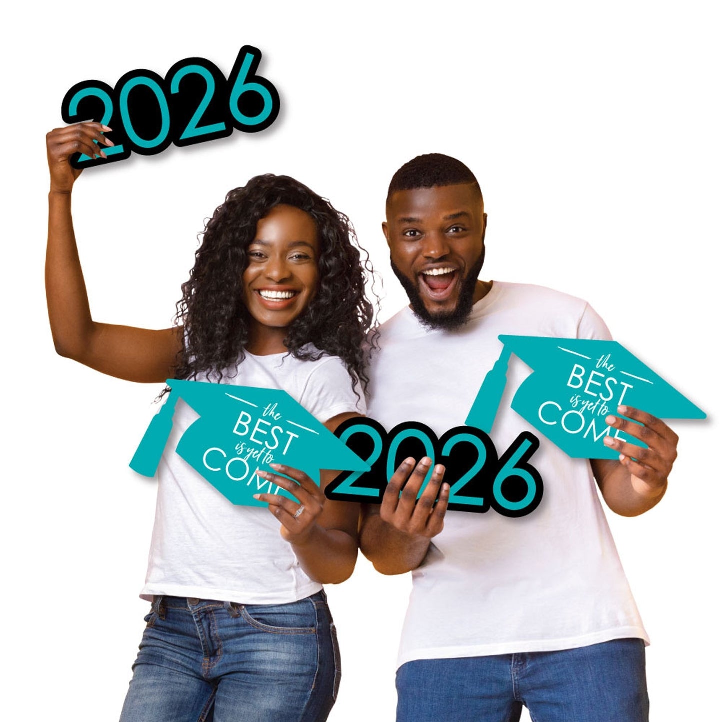 Teal Grad - Best is Yet to Come - Yard Sign & Outdoor Lawn Decorations - 2026 Turquoise Graduation Party Yard Signs - Set of 8