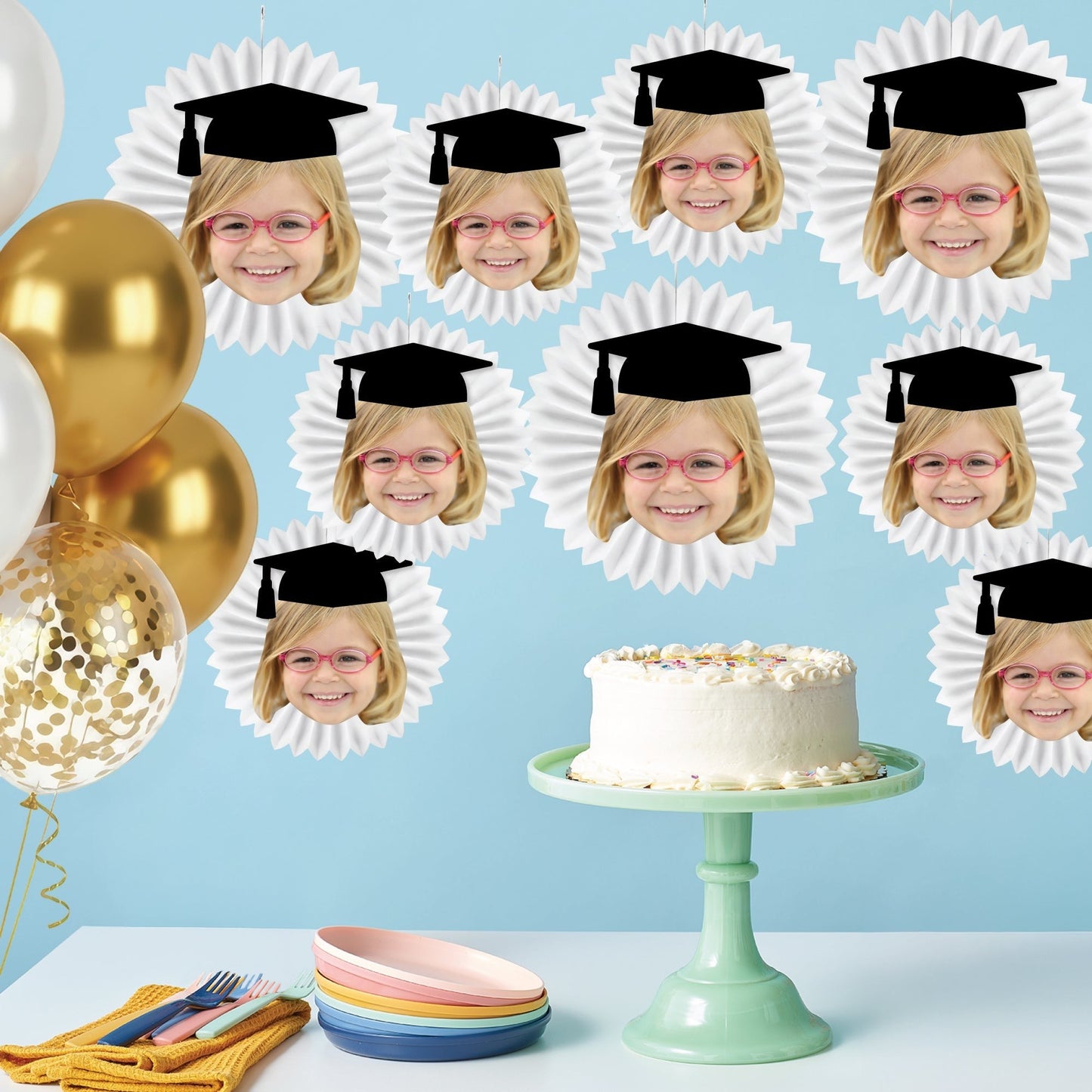 Custom Face Graduation Paper Fans