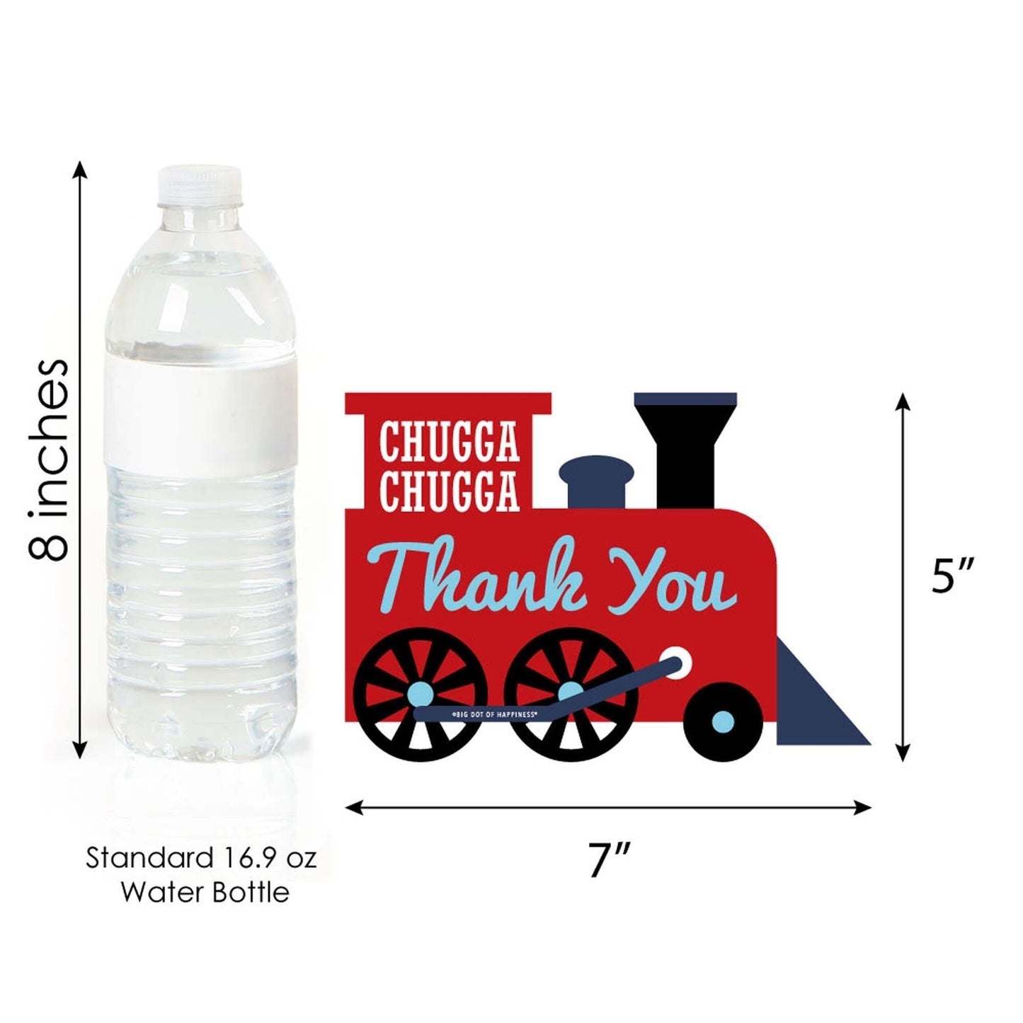 Railroad Party Crossing - Shaped Thank You Cards - Steam Train Birthday Party or Baby Shower Thank You Note Cards with Envelopes - Set of 12