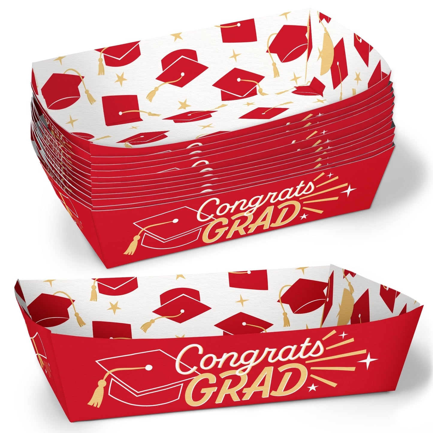 Red Graduation Paper Food Trays