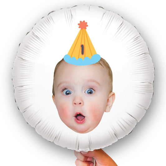 Personalized Fun Face Birthday Hat Balloon - Double Sided - 1 Ct