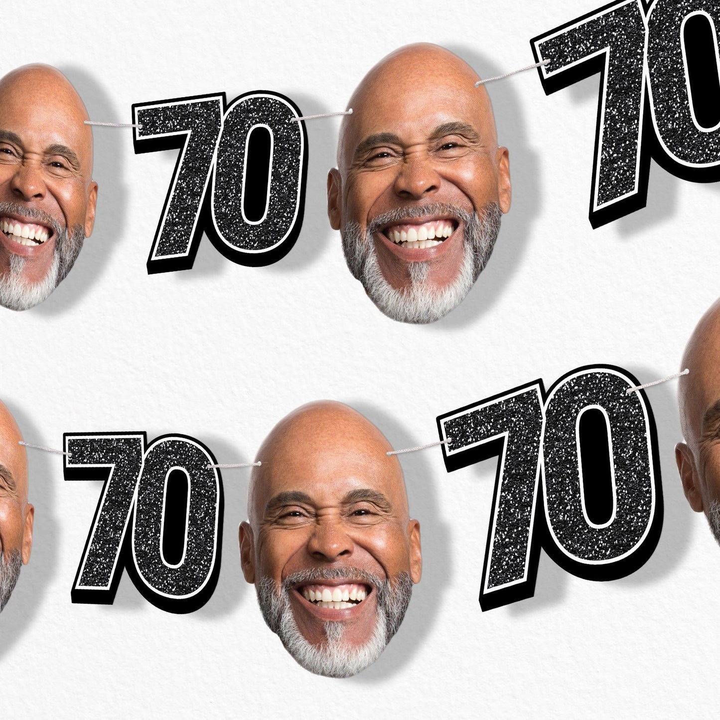 Custom Face 70th Birthday Garland Banner