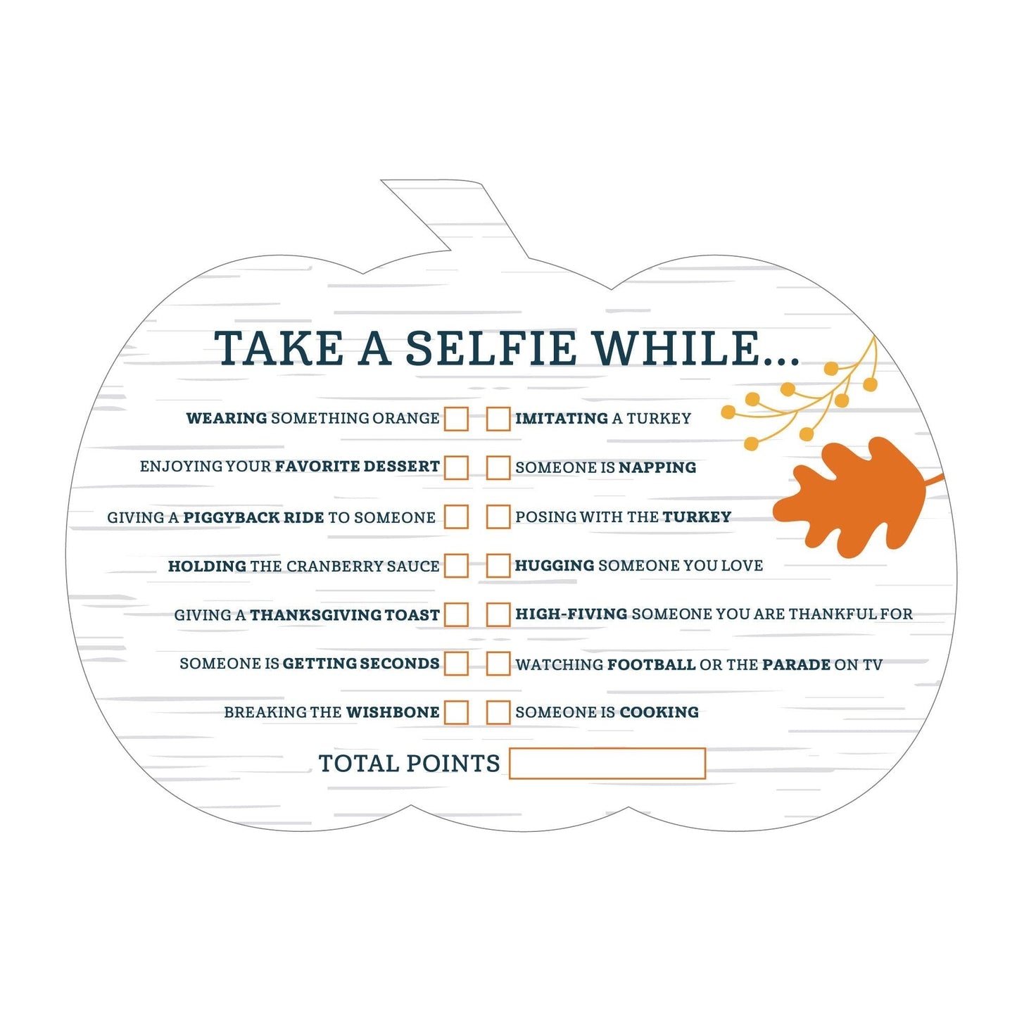 Happy Thanksgiving - Selfie Scavenger Hunt - Fall Harvest Party Game - Set of 12