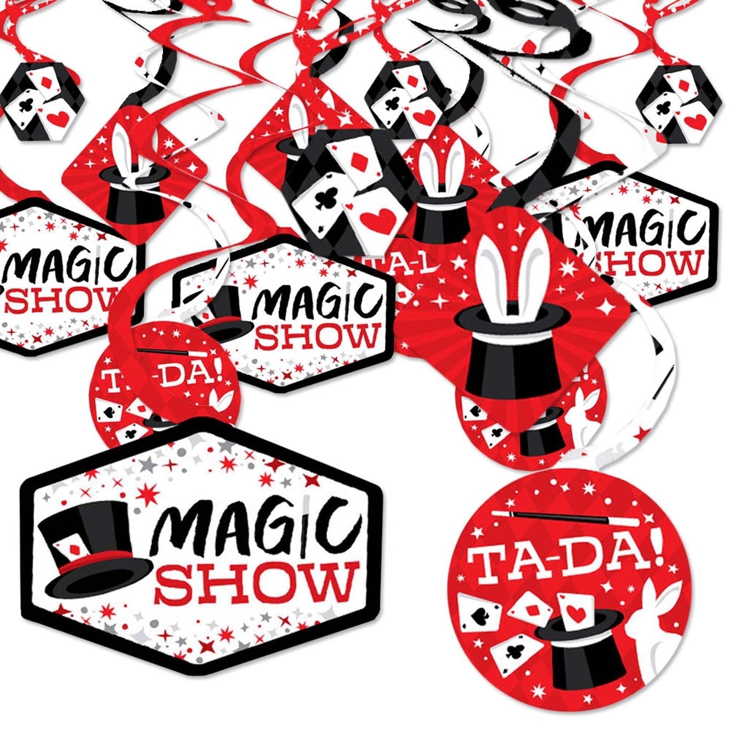 Ta-Da, Magic Show - Magical Birthday Party Hanging Decor - Party Decoration Swirls - Set of 40