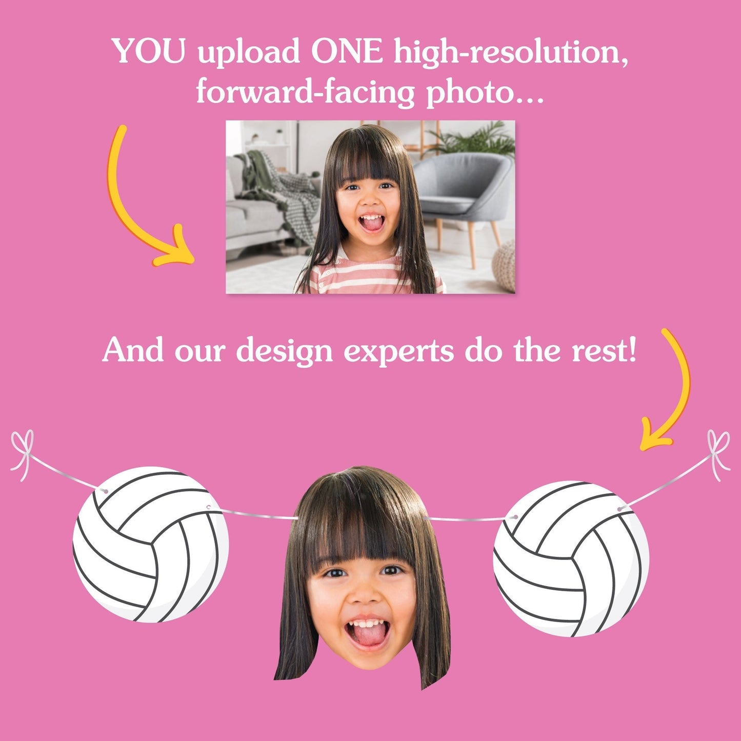 Custom Face Volleyball Garland Banner
