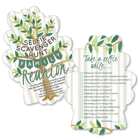 Family Tree Reunion - Selfie Scavenger Hunt - Family Gathering Party Game - Set of 12