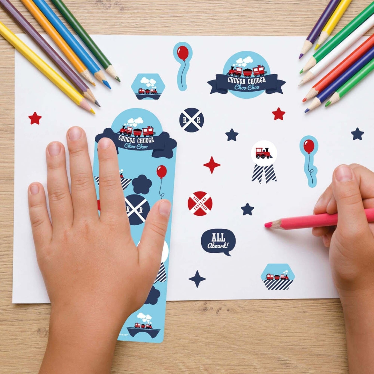 Railroad Party Crossing - Steam Train Birthday Party Favor Kids Stickers - 16 Sheets - 256 Stickers