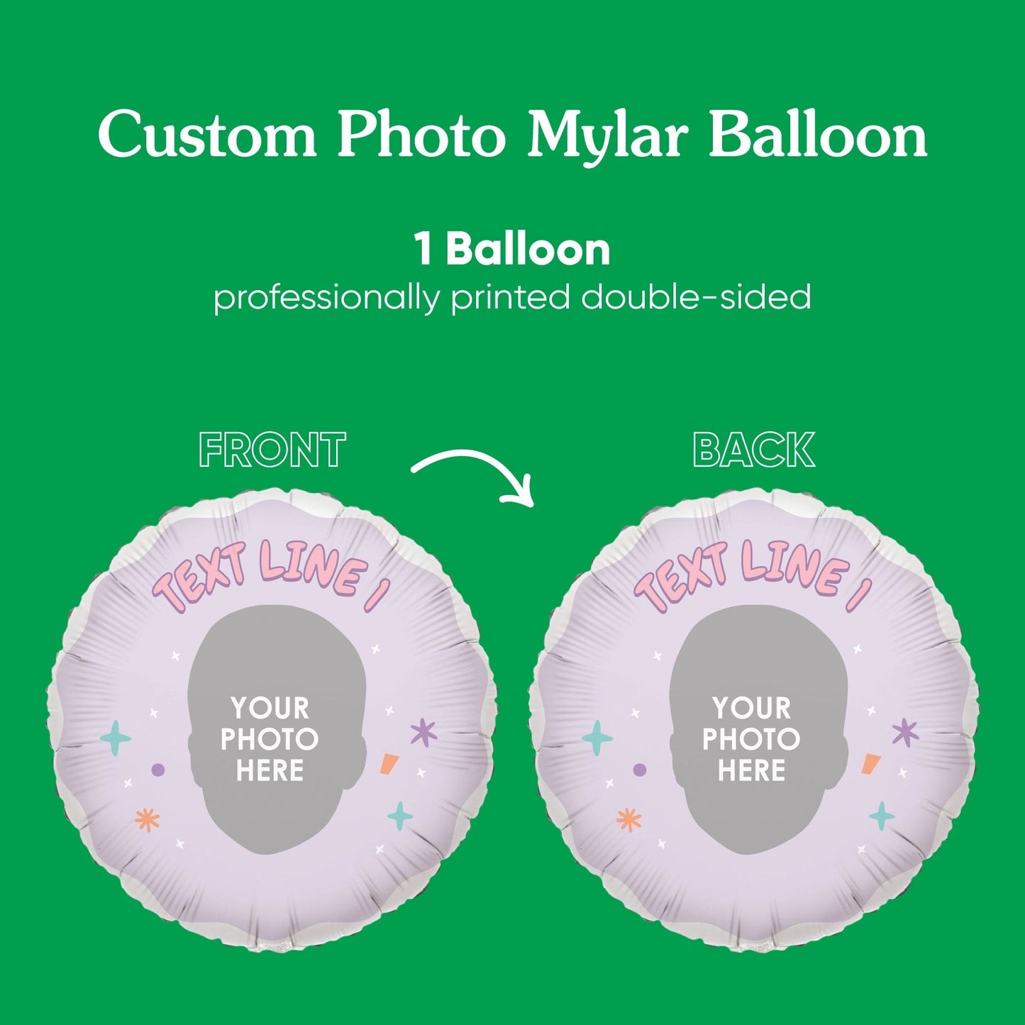 Custom Face Balloon - Pink Birthday - Double Sided - 1 Ct